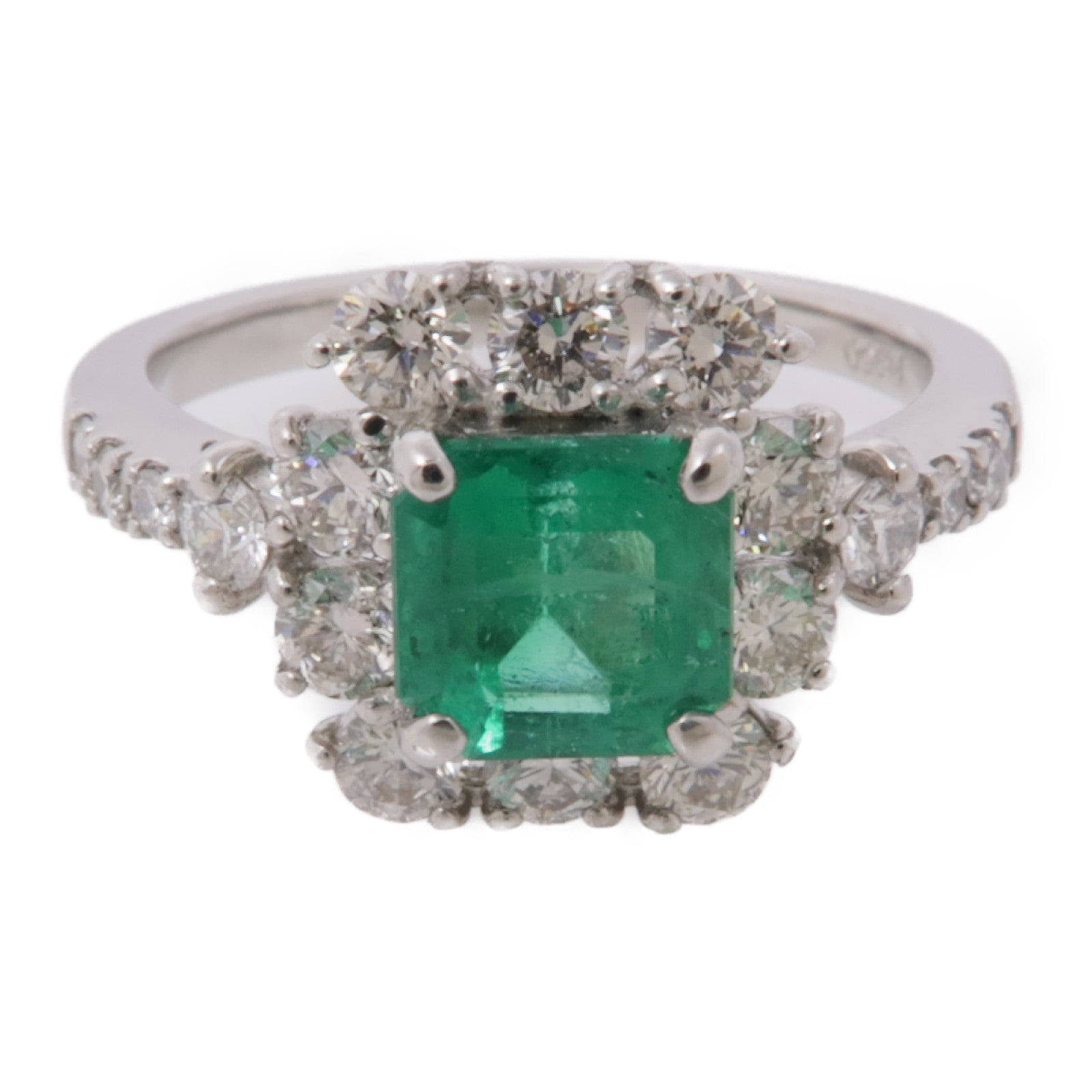 JEWELRY PT950鉑金Emerald Ring綠寶石/鑽石戒指US#5.5