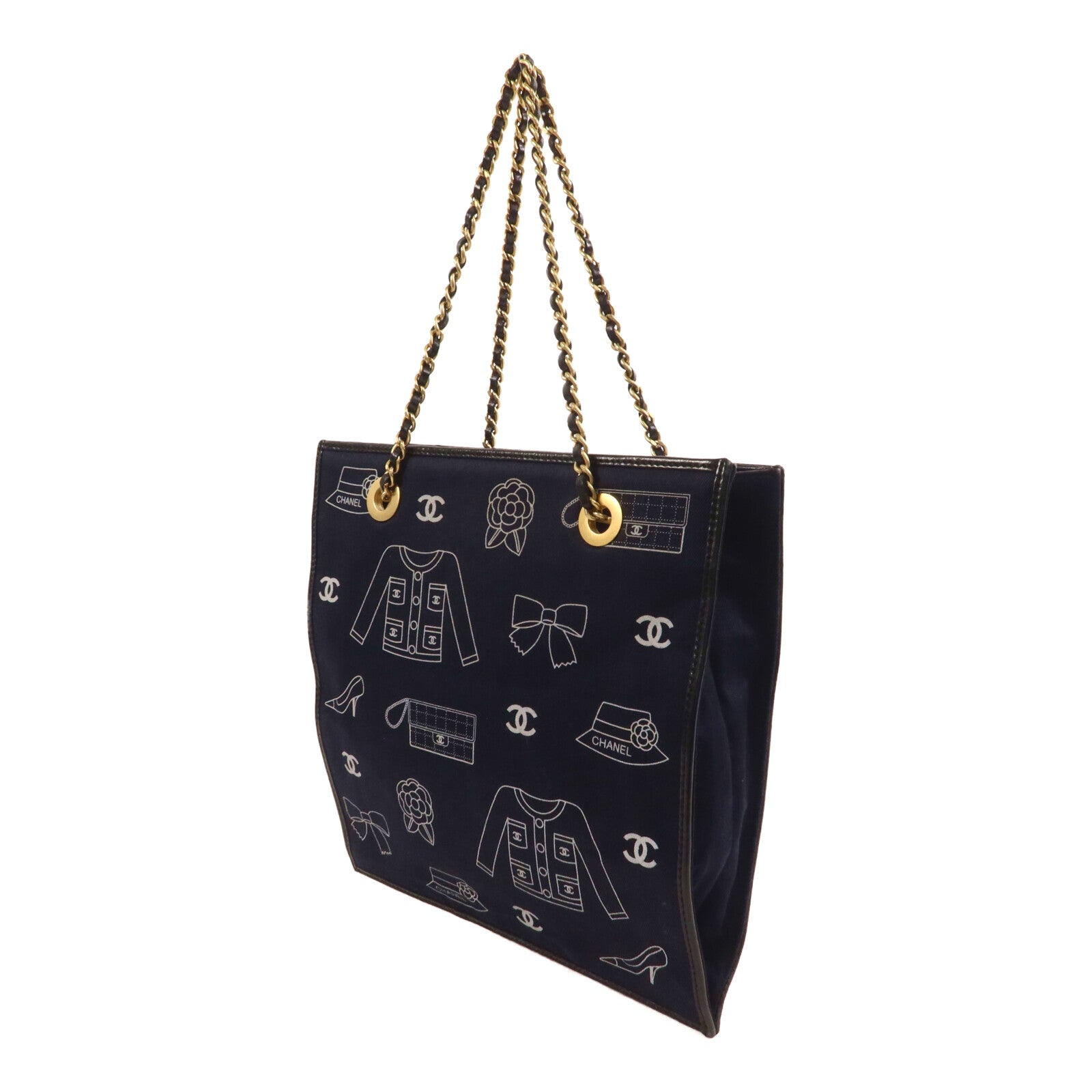 CHANEL 帆布Icon Hand Bag鏈帶手挽袋
