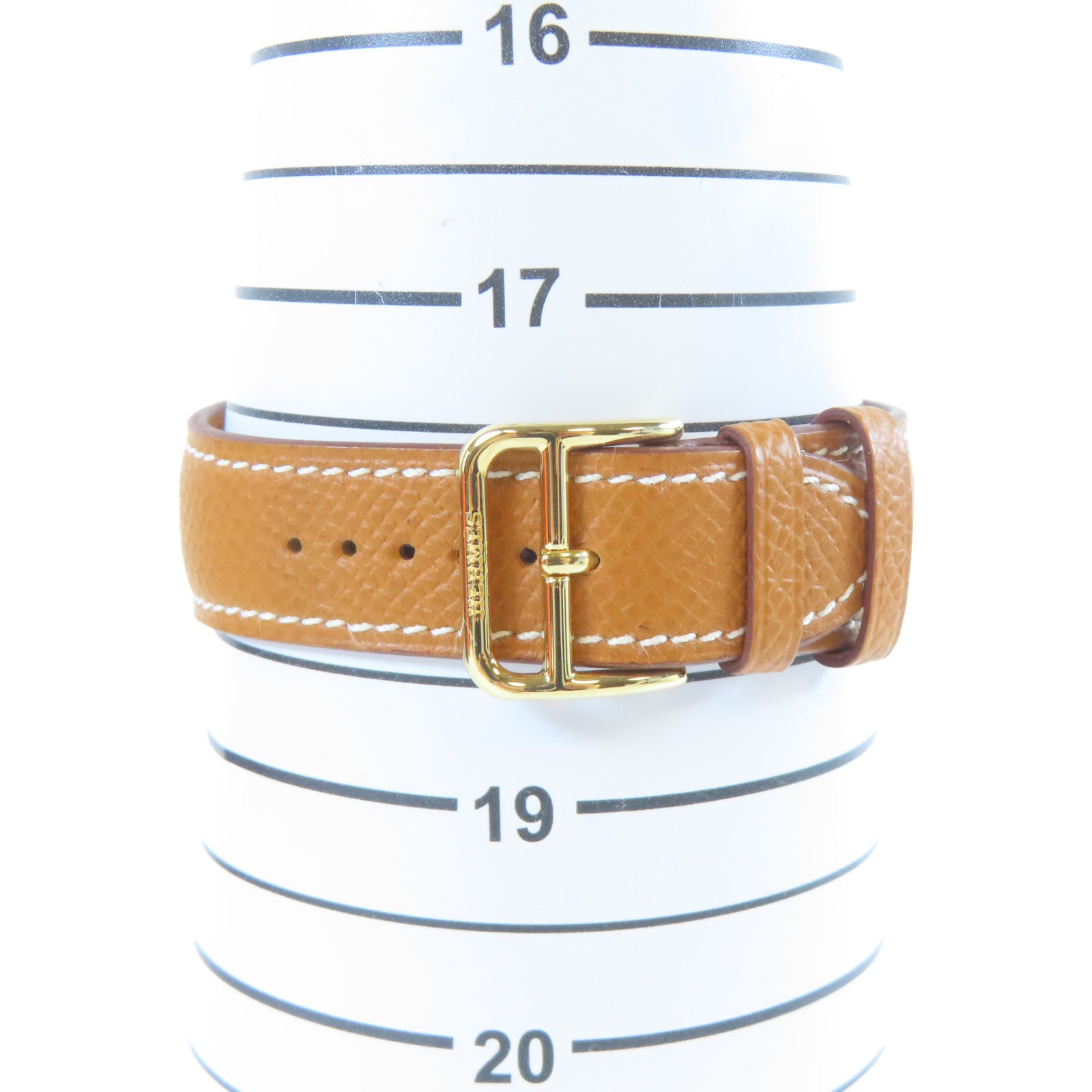HERMES 皮革/不鏽鋼H watch手錶白色#18cm
