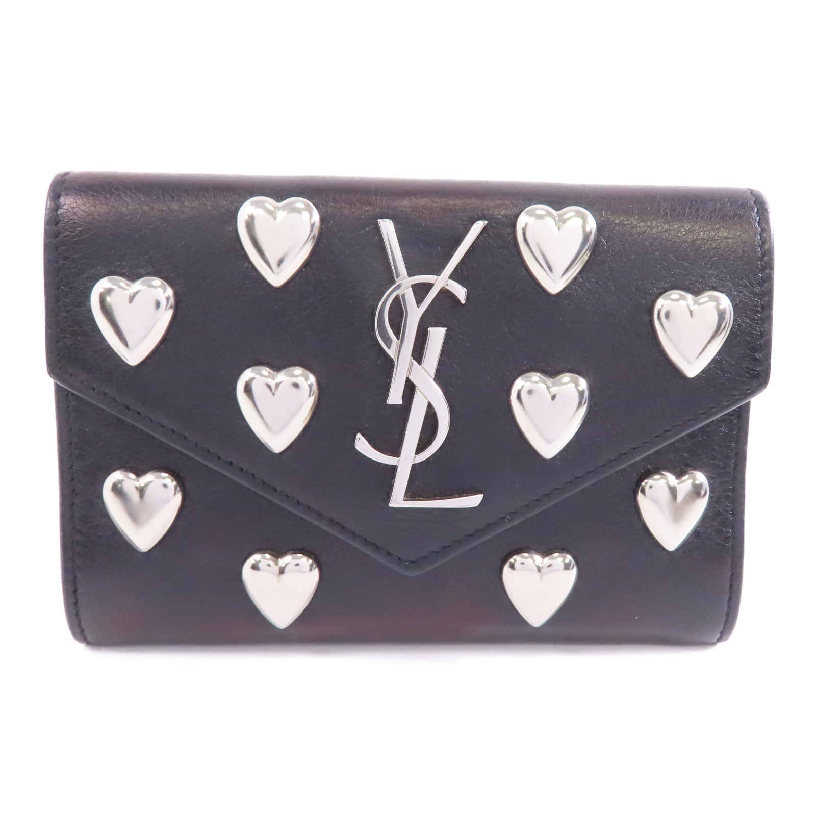 SAINT LAURENT 牛皮皮革Card Case銀扣卡片套黑色