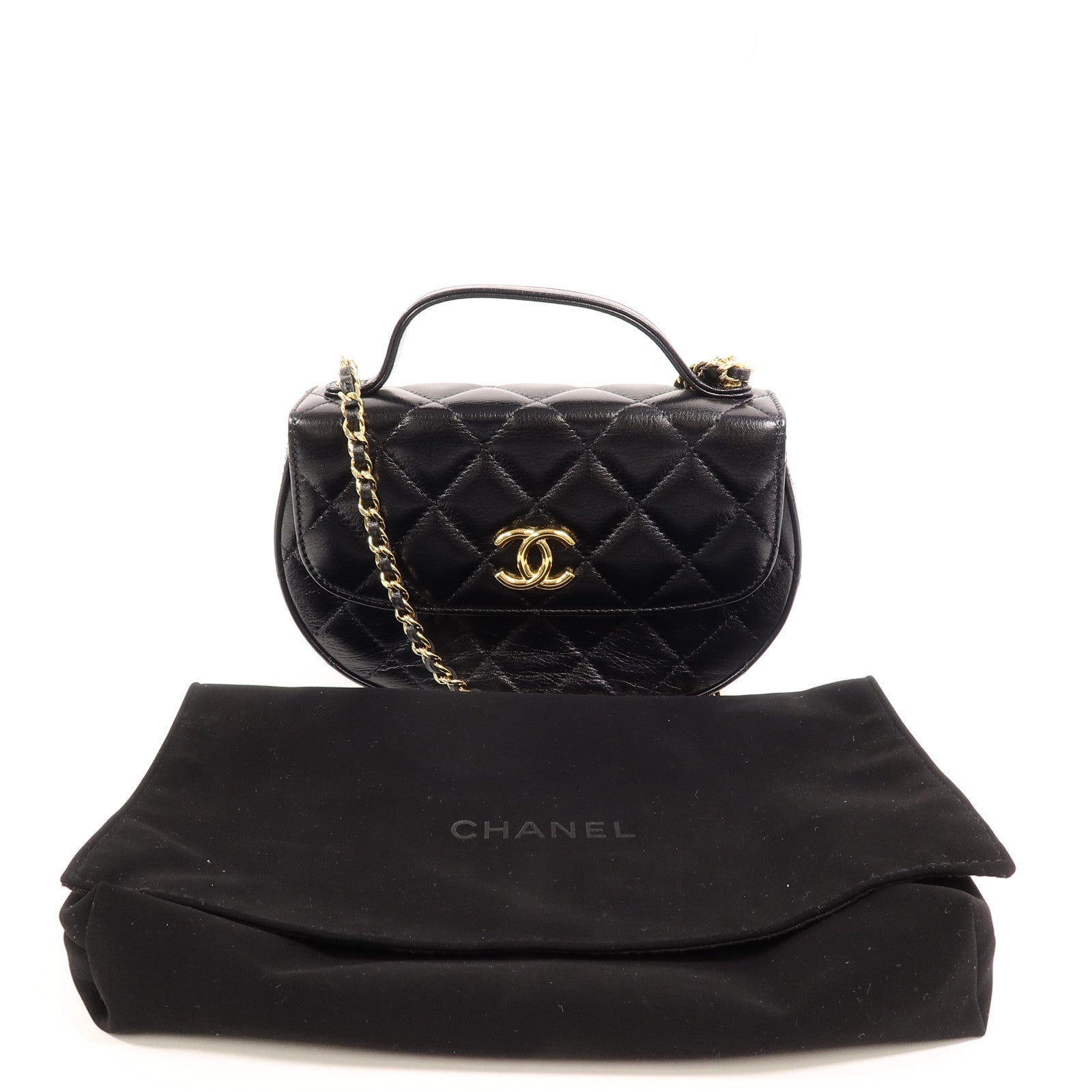 CHANEL 牛皮皮革Chain Shoulder鏈帶手挽肩背兩用袋