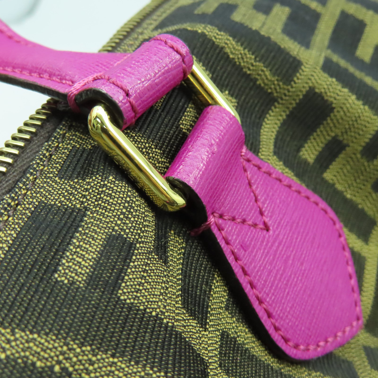 FENDI 帆布Shoulder Bag金扣手挽肩背兩用袋啡色/紫色