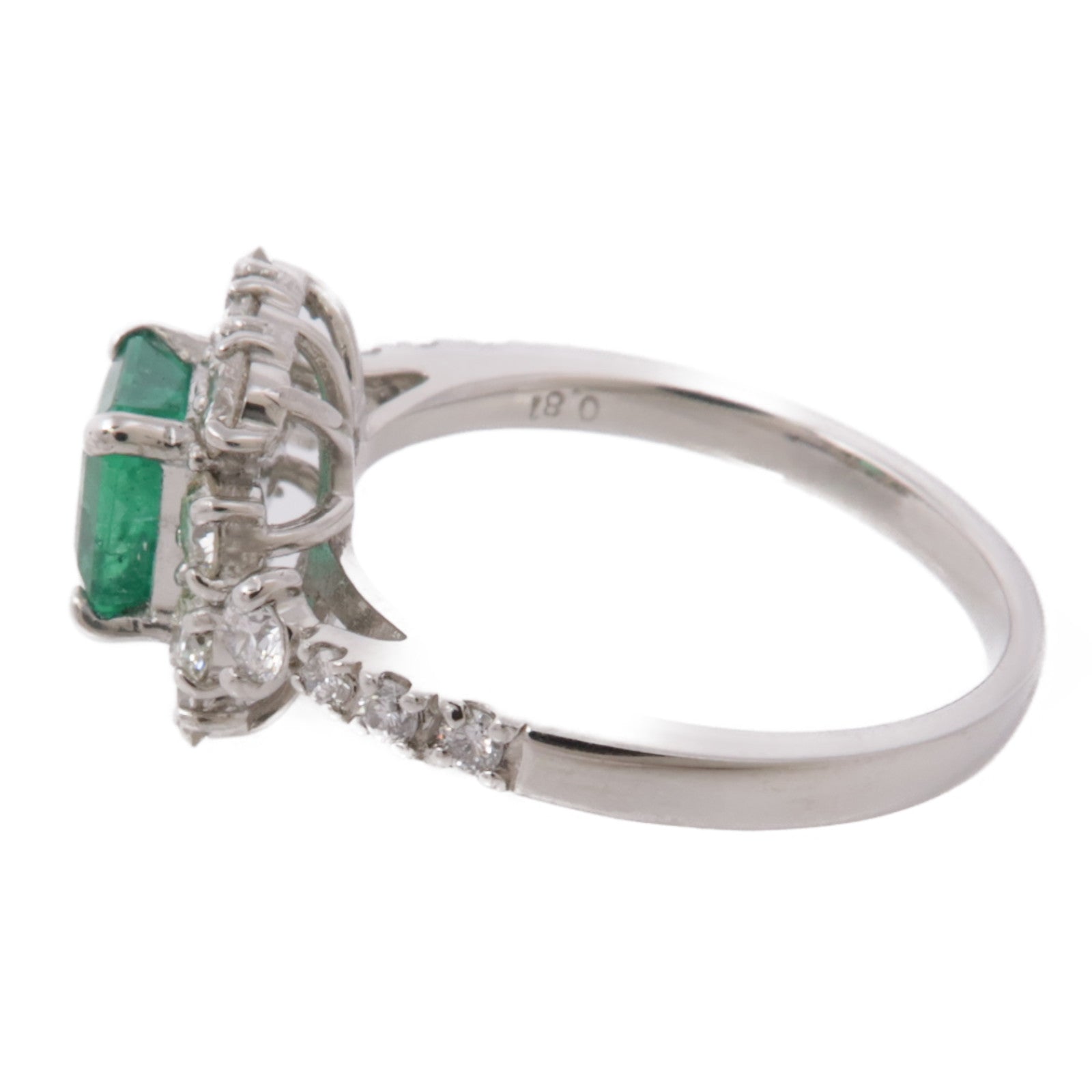 JEWELRY PT950鉑金Emerald Ring綠寶石/鑽石戒指US#5.5
