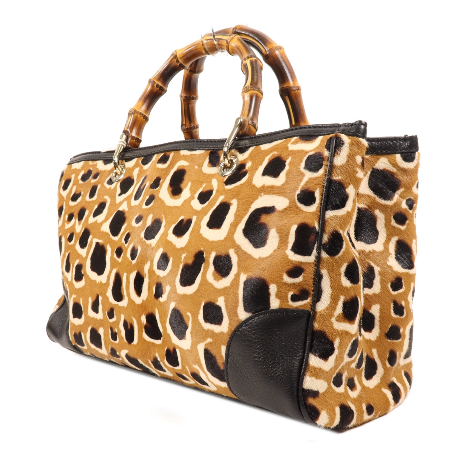 GUCCI 馬毛Bamboo Shopper Satchel Bag金扣手挽肩背兩用袋