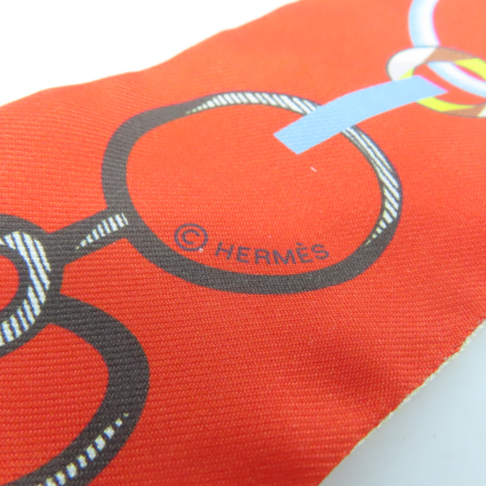 HERMES 【激減優惠】絲質Twilly Scarf絲巾米色/橙色