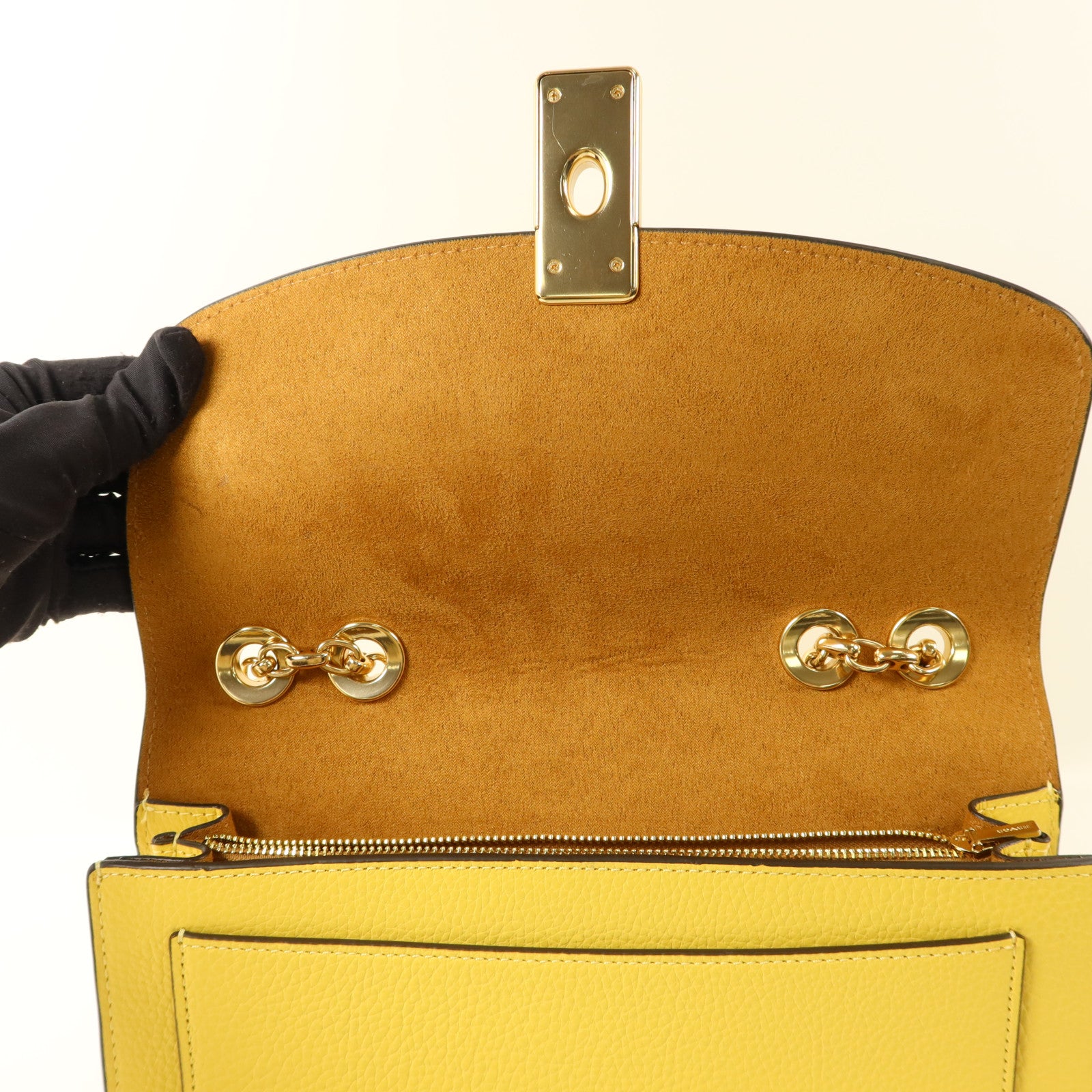 COACH 牛皮皮革Shoulder Bag金扣鏈帶肩背袋