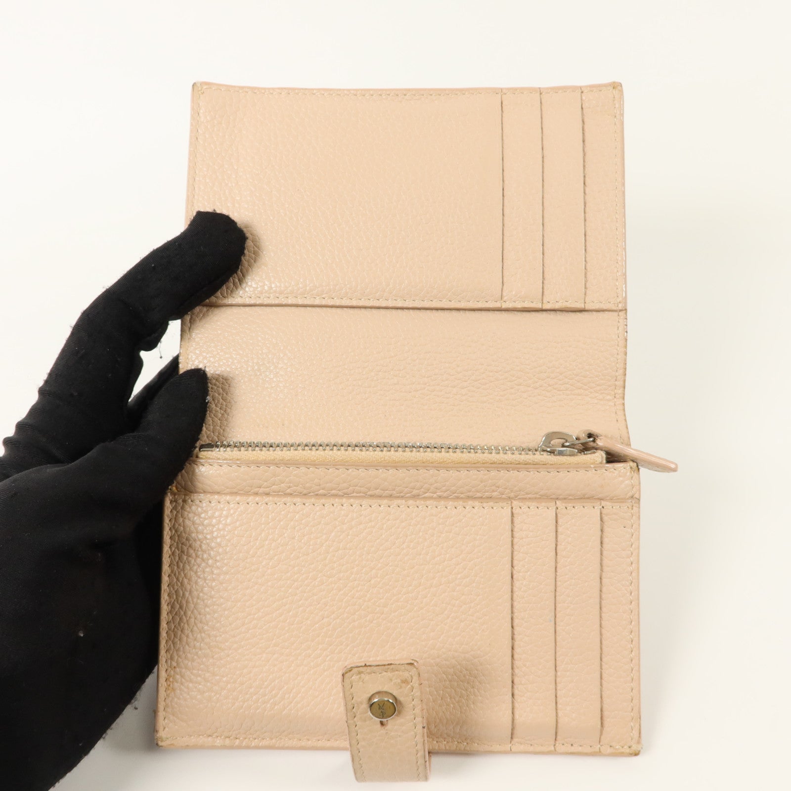 SAINT LAURENT 牛皮皮革Sac De Jour Bifold Wallet銀扣錢包