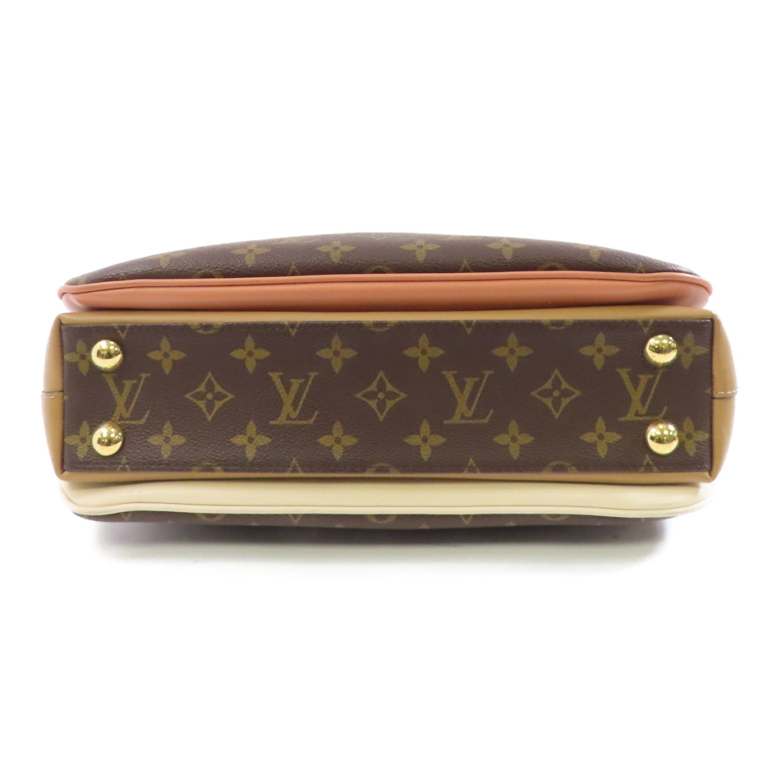 LOUIS VUITTON 【激減優惠】Monogram Millefeuille金扣手挽肩背兩用袋棕色米色
