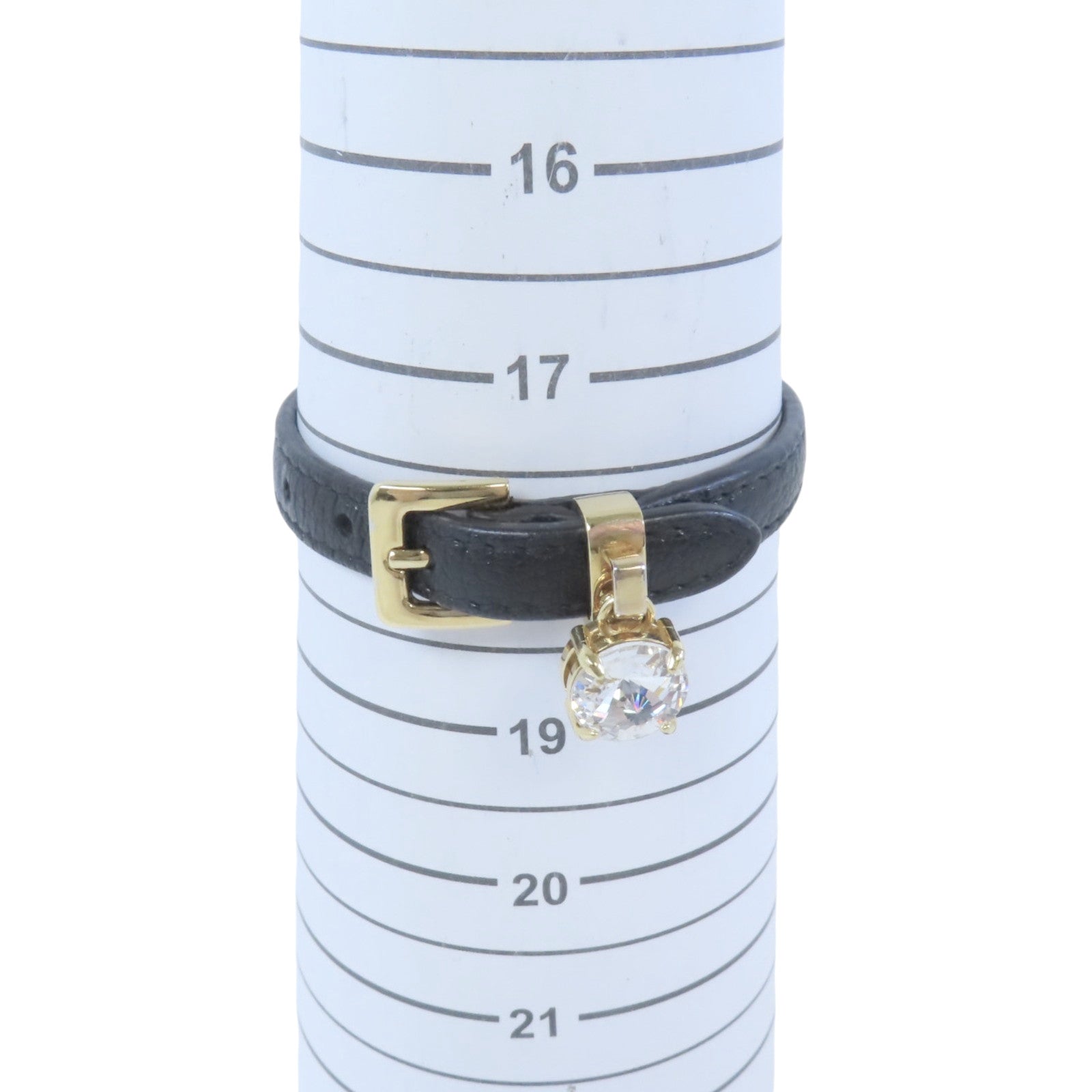 Miu Miu 牛皮皮革/水鑽Bracelet金扣手鏈