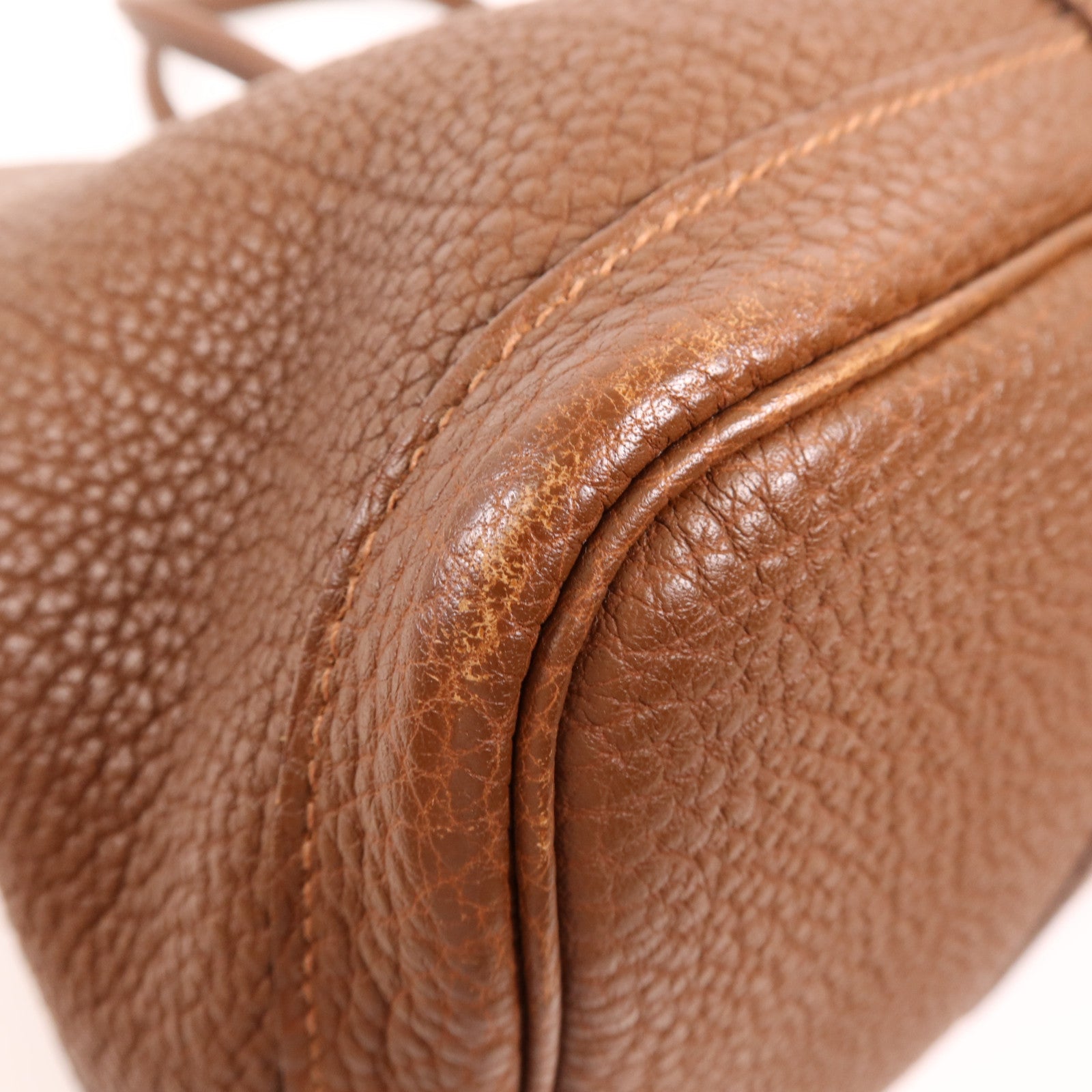 HERMES Negonda皮革Garden Party PM銀扣手挽袋Marron Fonce