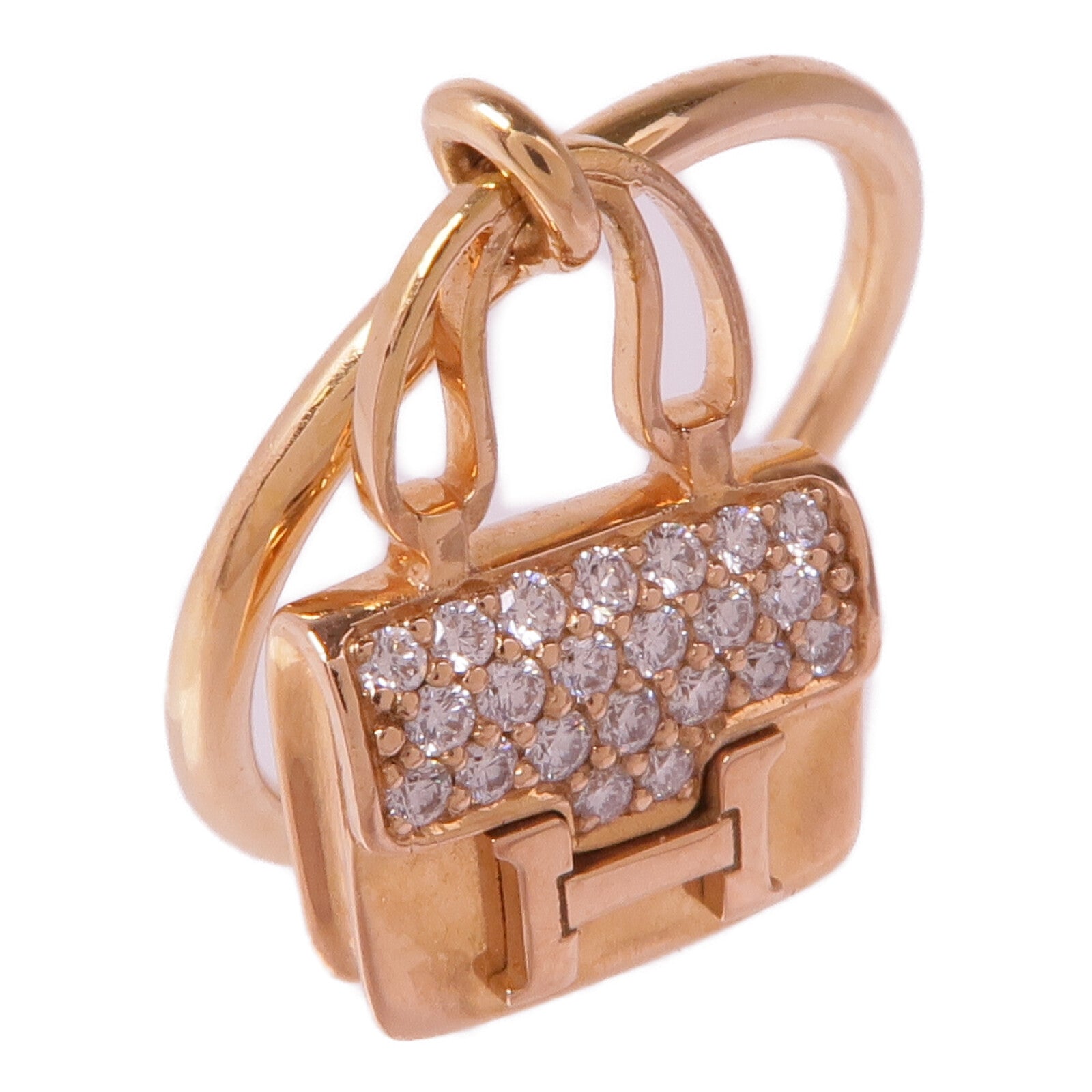 HERMES 【激減優惠】18K玫瑰金Amulettes Constance Ring鑽石戒指Hermes#52/US#6