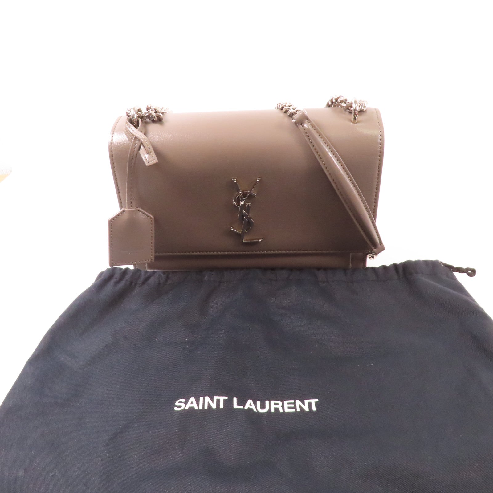 SAINT LAURENT 牛皮皮革Sunset Medium銀扣鏈帶肩背袋