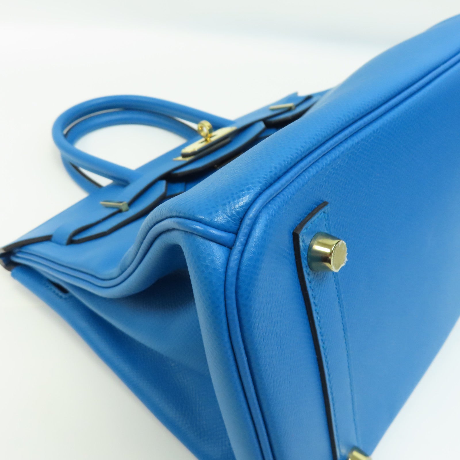 HERMES Epsom皮革Birkin 30金扣手挽袋藍色