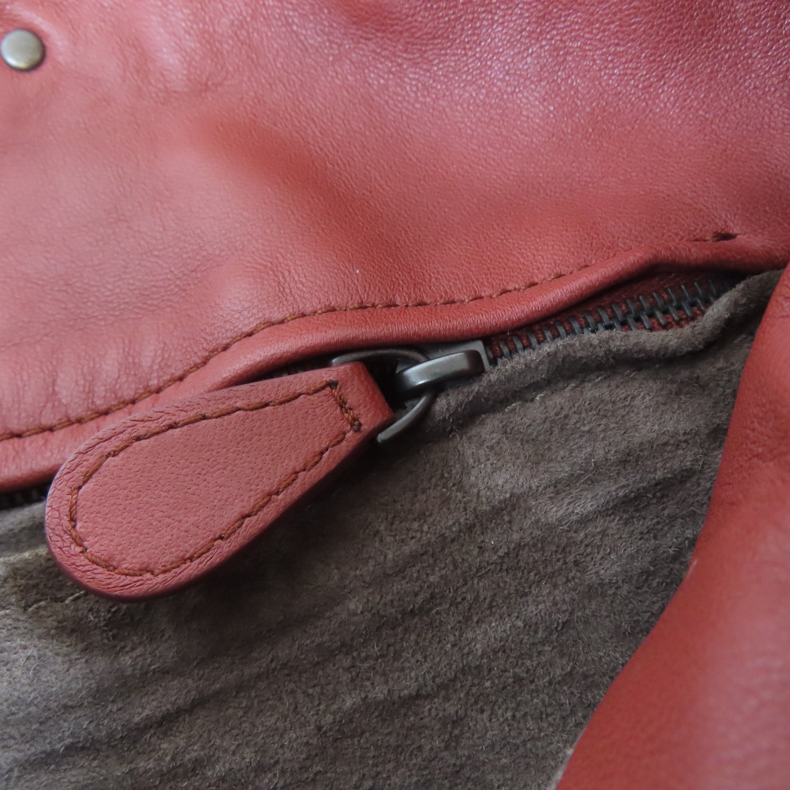 BOTTEGA VENETA 織紋皮革Shoulder Bag肩背袋紅棕色