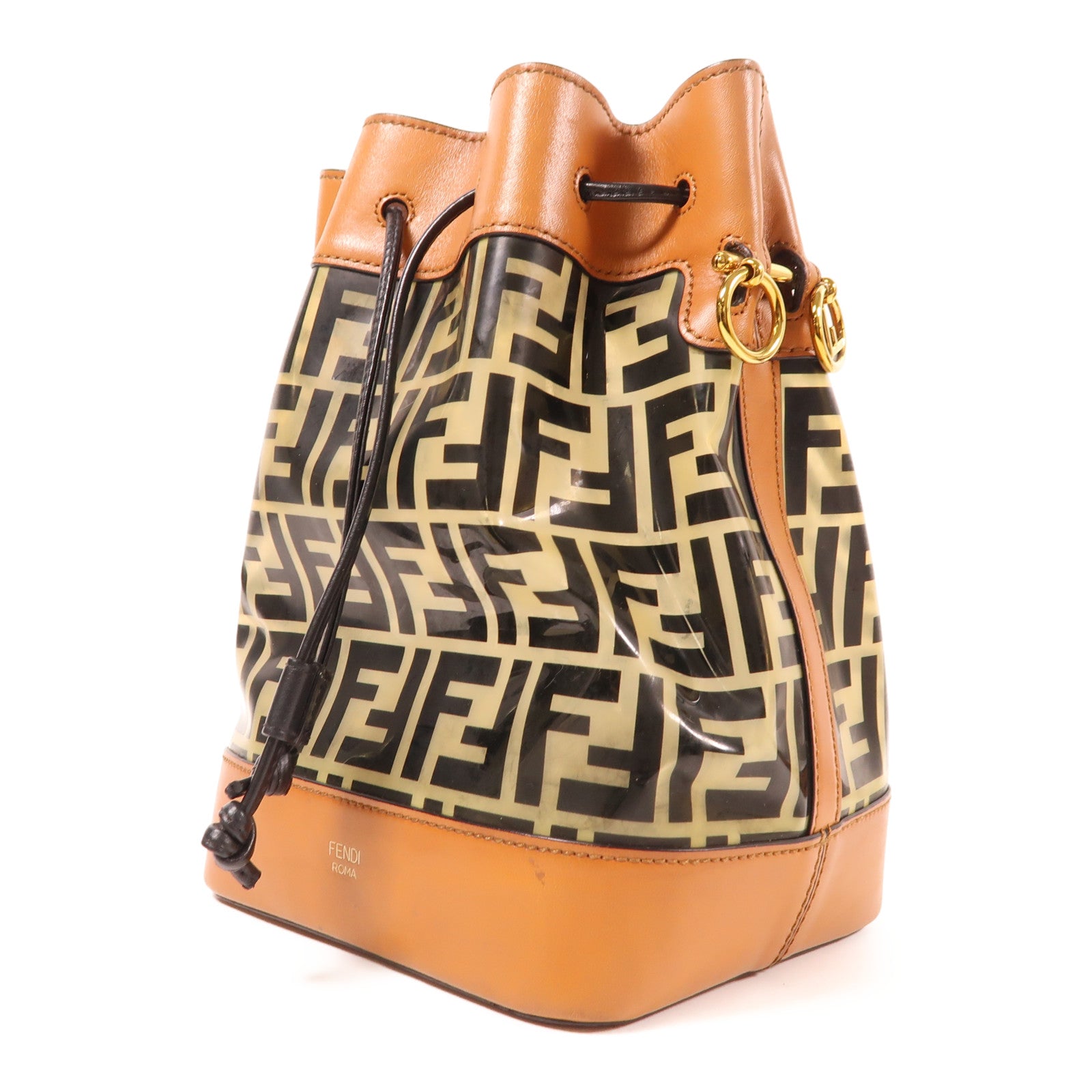 FENDI PVC/牛皮皮革Shoulder Bag金扣肩背袋