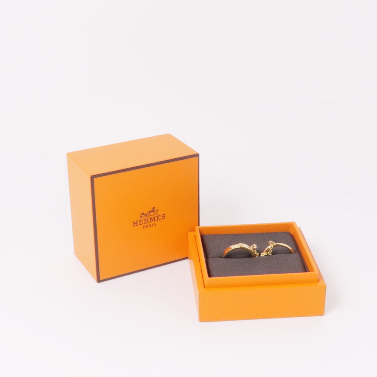 HERMES 18K黃金Bague Kelly TPM Double戒指Hermes#50/US#5.25/4.5