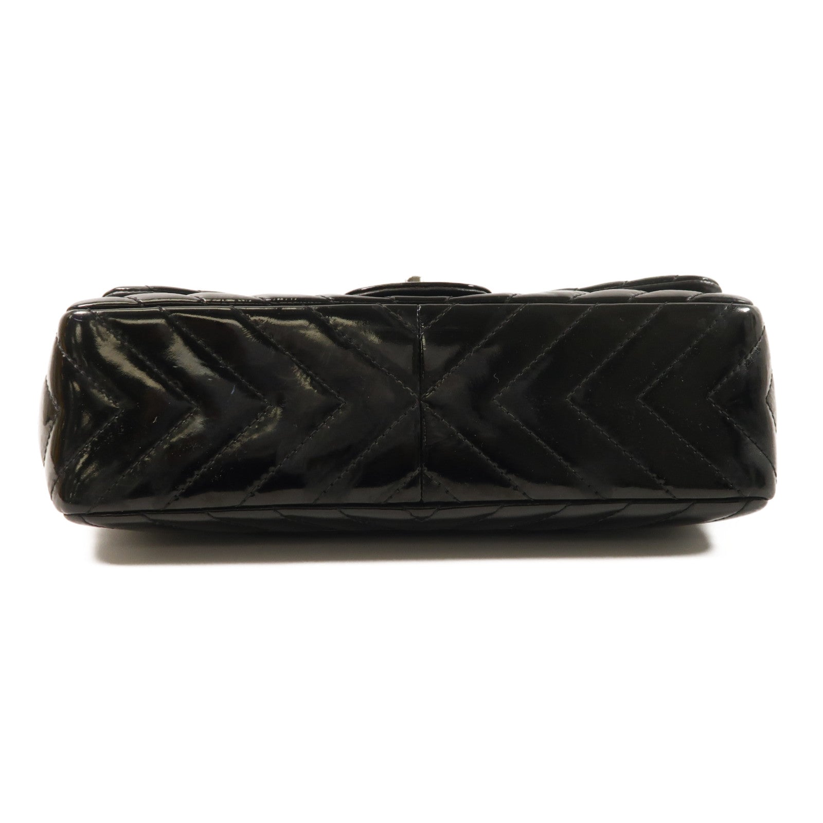 CHANEL 漆皮皮革Large Classic銀扣鏈帶肩背袋
