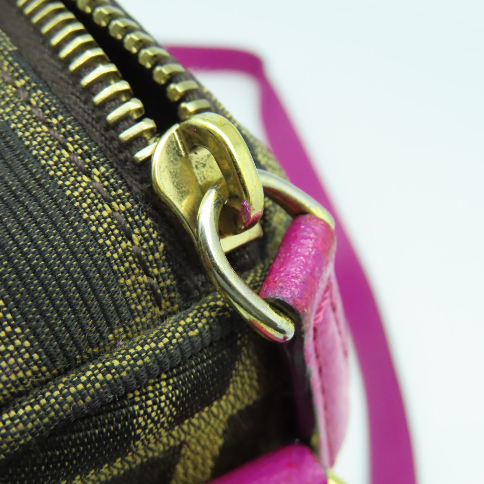 FENDI 帆布Shoulder Bag金扣手挽肩背兩用袋啡色/紫色