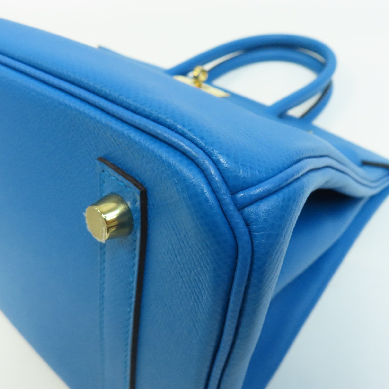 HERMES Epsom皮革Birkin 30金扣手挽袋藍色