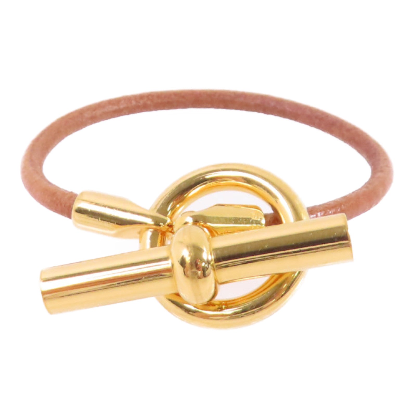 HERMES 麂皮皮革/金屬Glenan Bracelet金扣手鏈