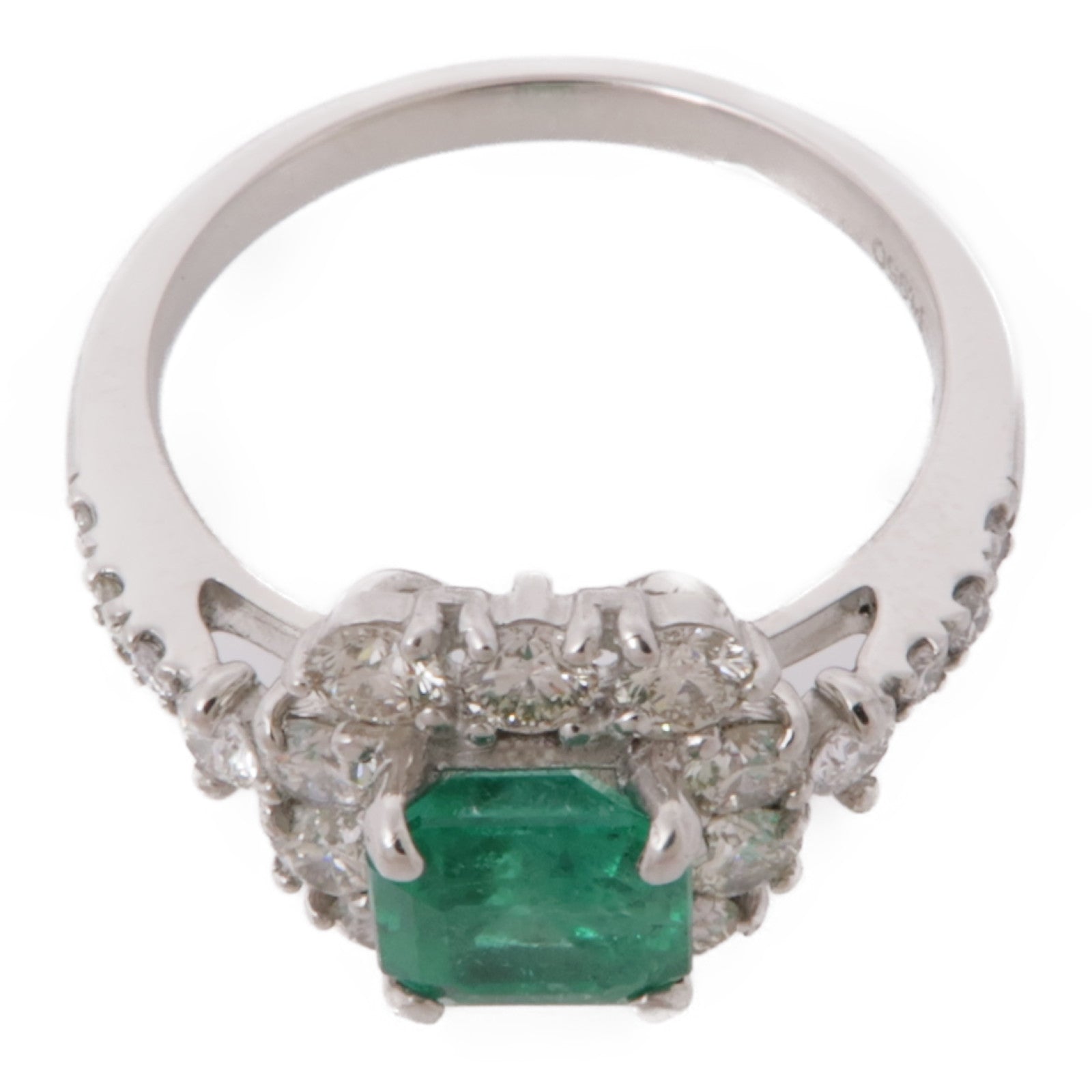JEWELRY PT950鉑金Emerald Ring綠寶石/鑽石戒指US#5.5