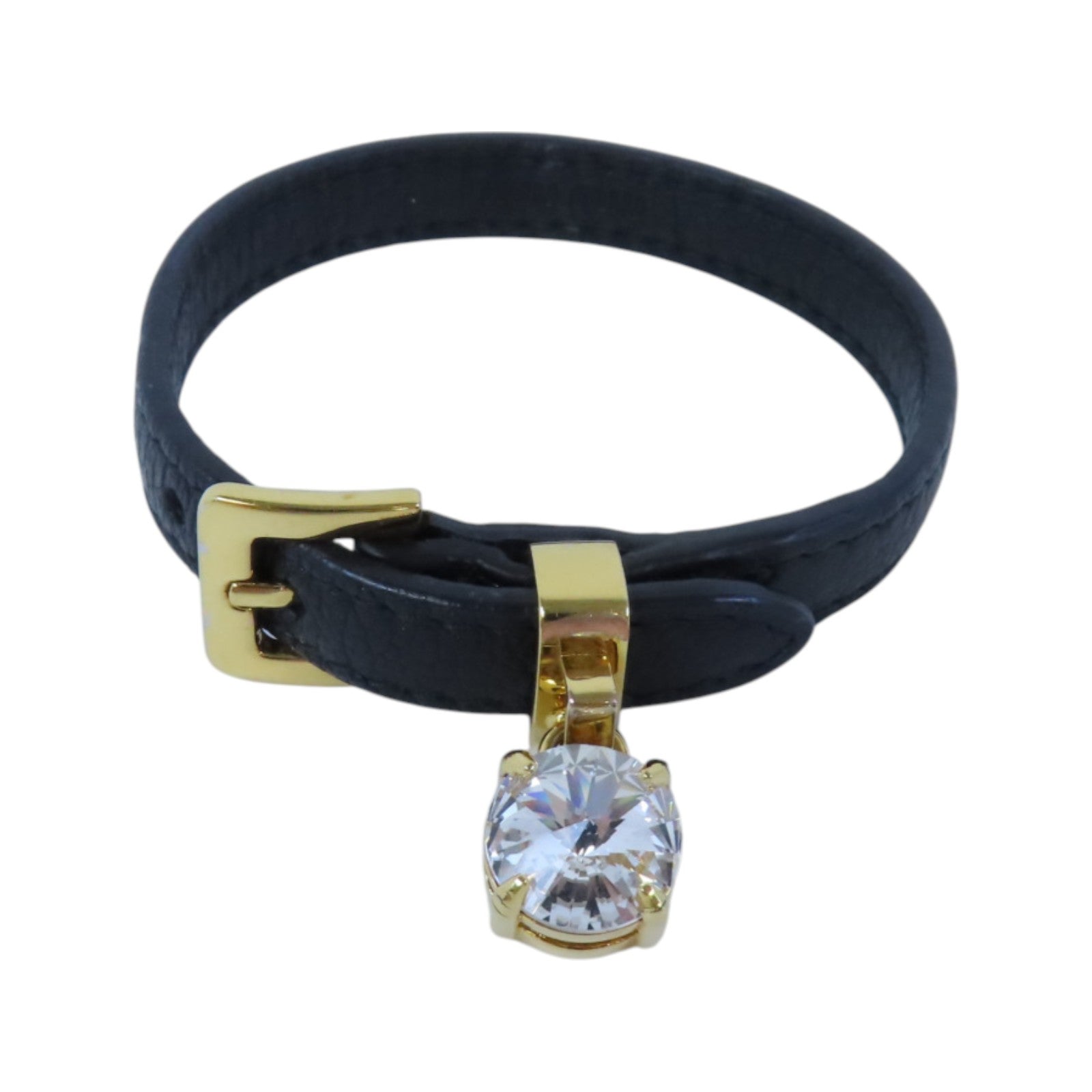Miu Miu 牛皮皮革/水鑽Bracelet金扣手鏈