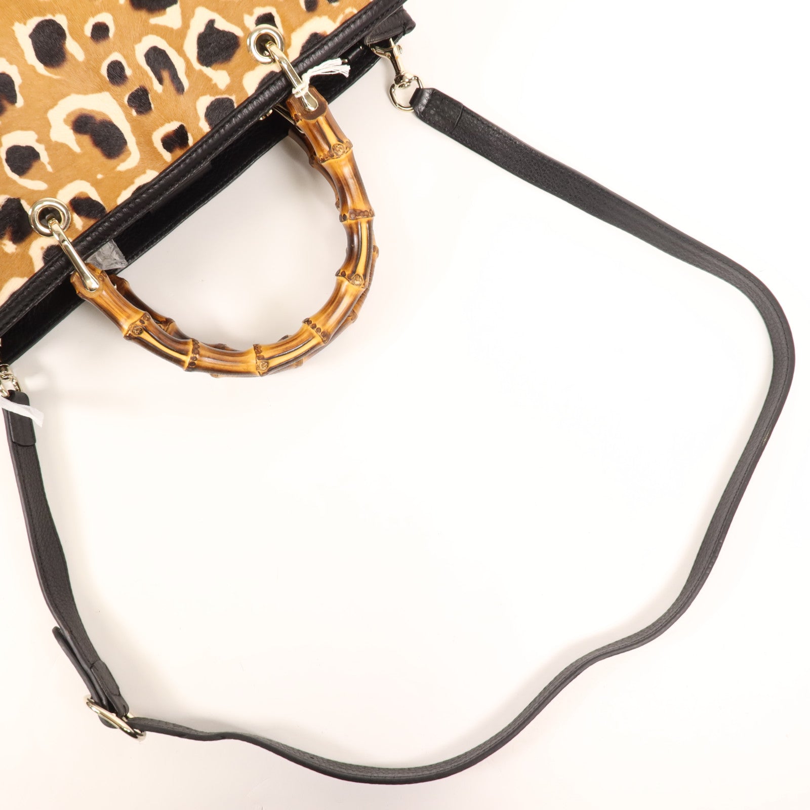 GUCCI 馬毛Bamboo Shopper Satchel Bag金扣手挽肩背兩用袋