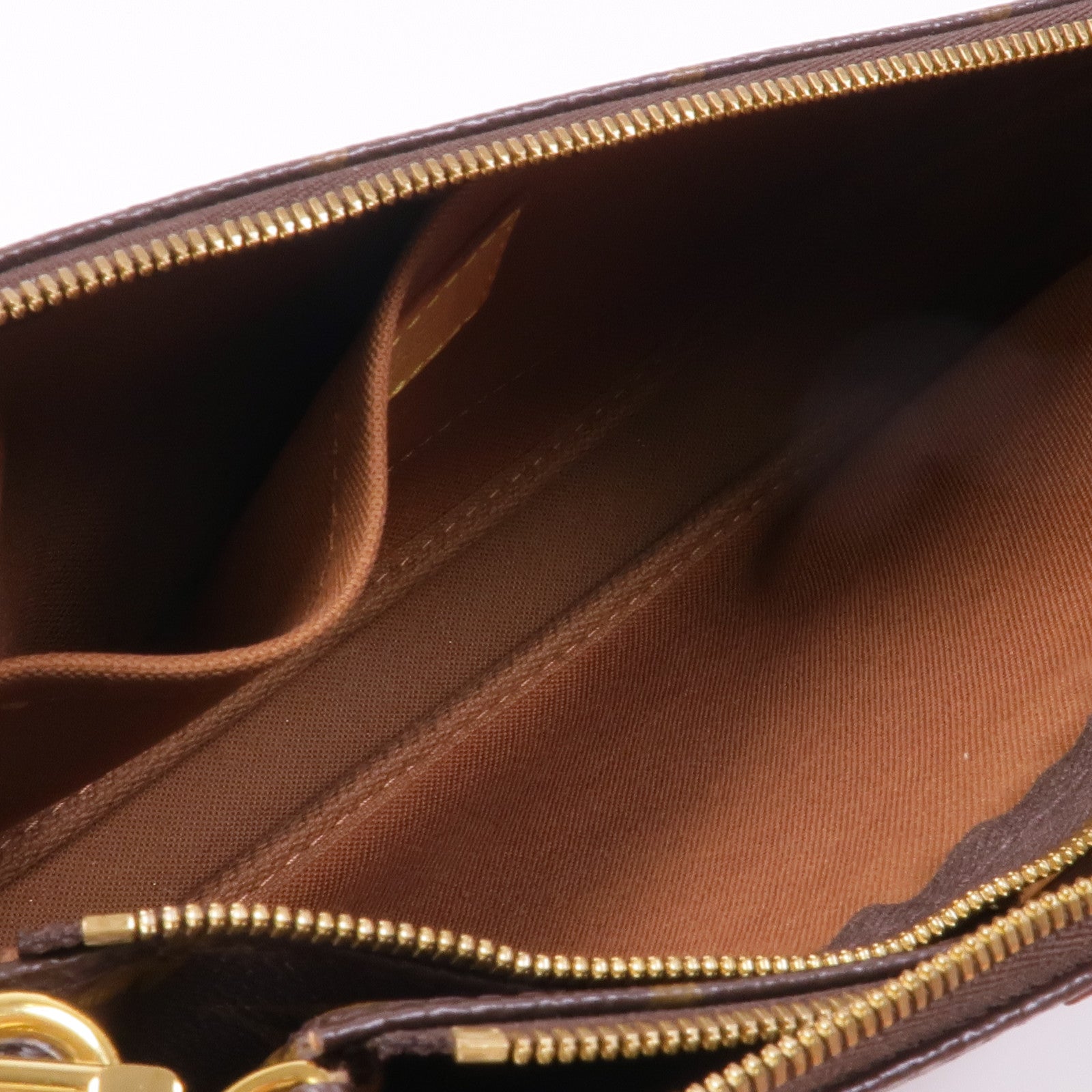 LOUIS VUITTON Monogram Multi Pochette Accessoires金扣手挽肩背兩用袋棕色