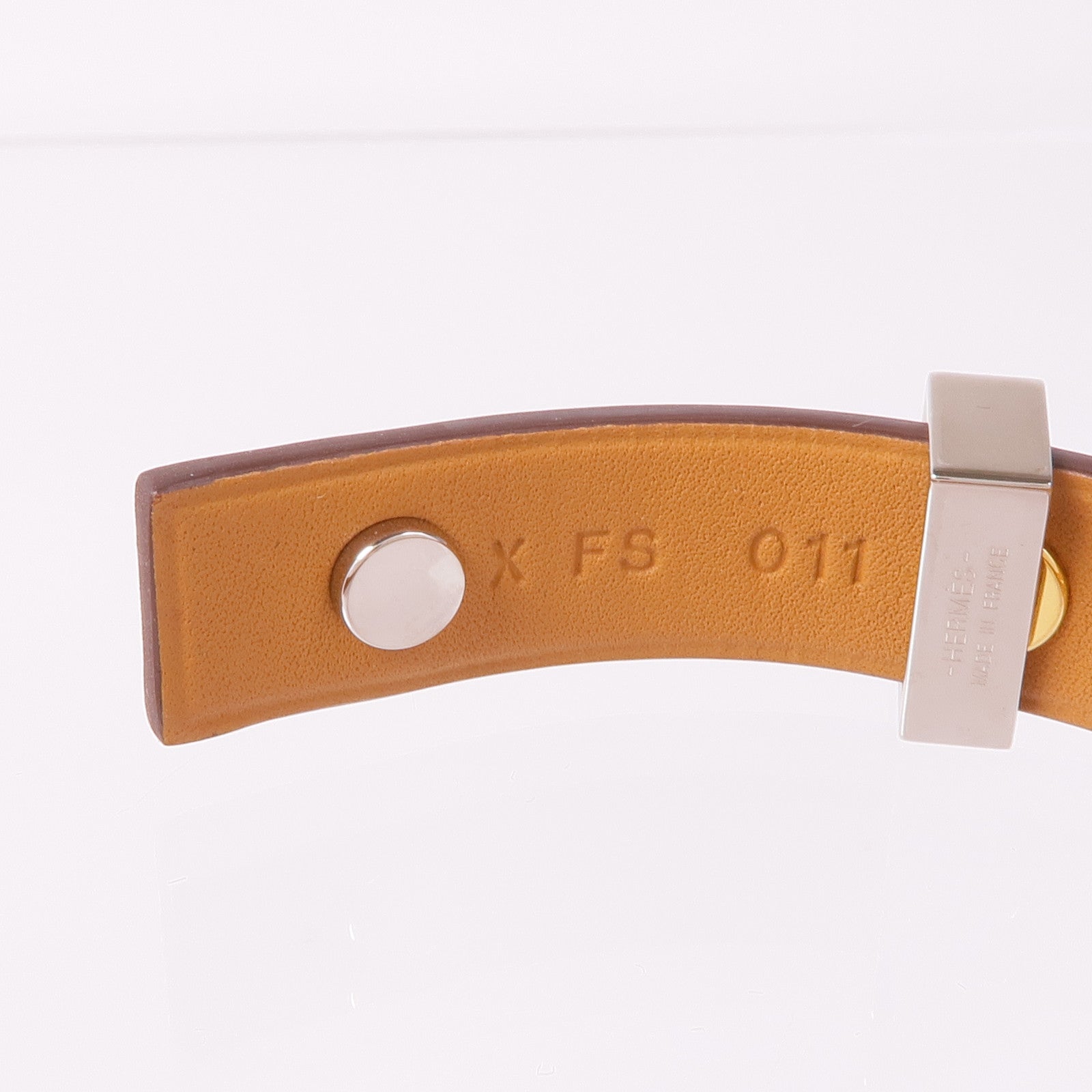 HERMES Epsom皮革Mini Dog Clous Ronds手鏈Red