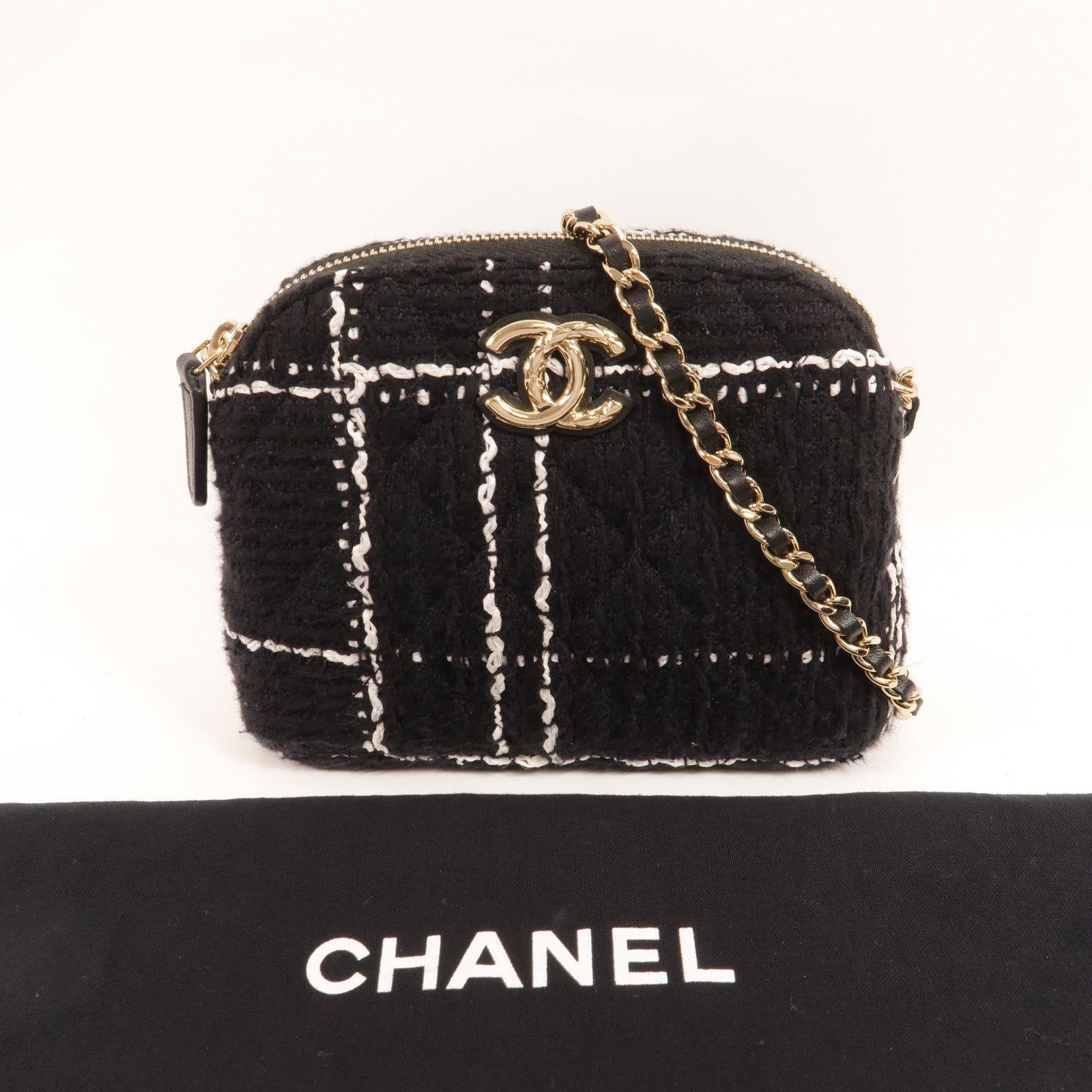CHANEL Tweed Chain Shoulder肩背袋