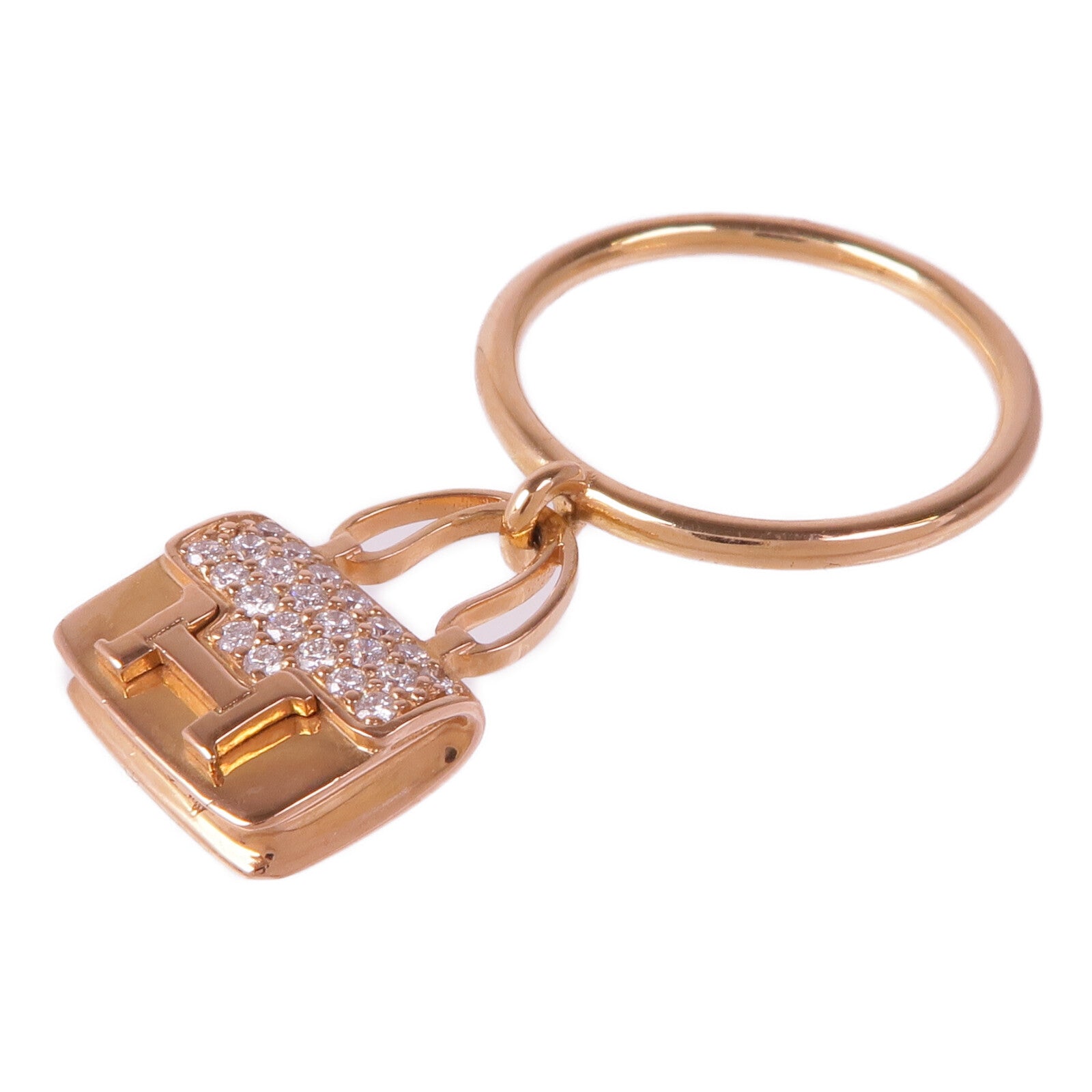 HERMES 18K玫瑰金Amulettes Constance Ring鑽石戒指Hermes#52/US#6