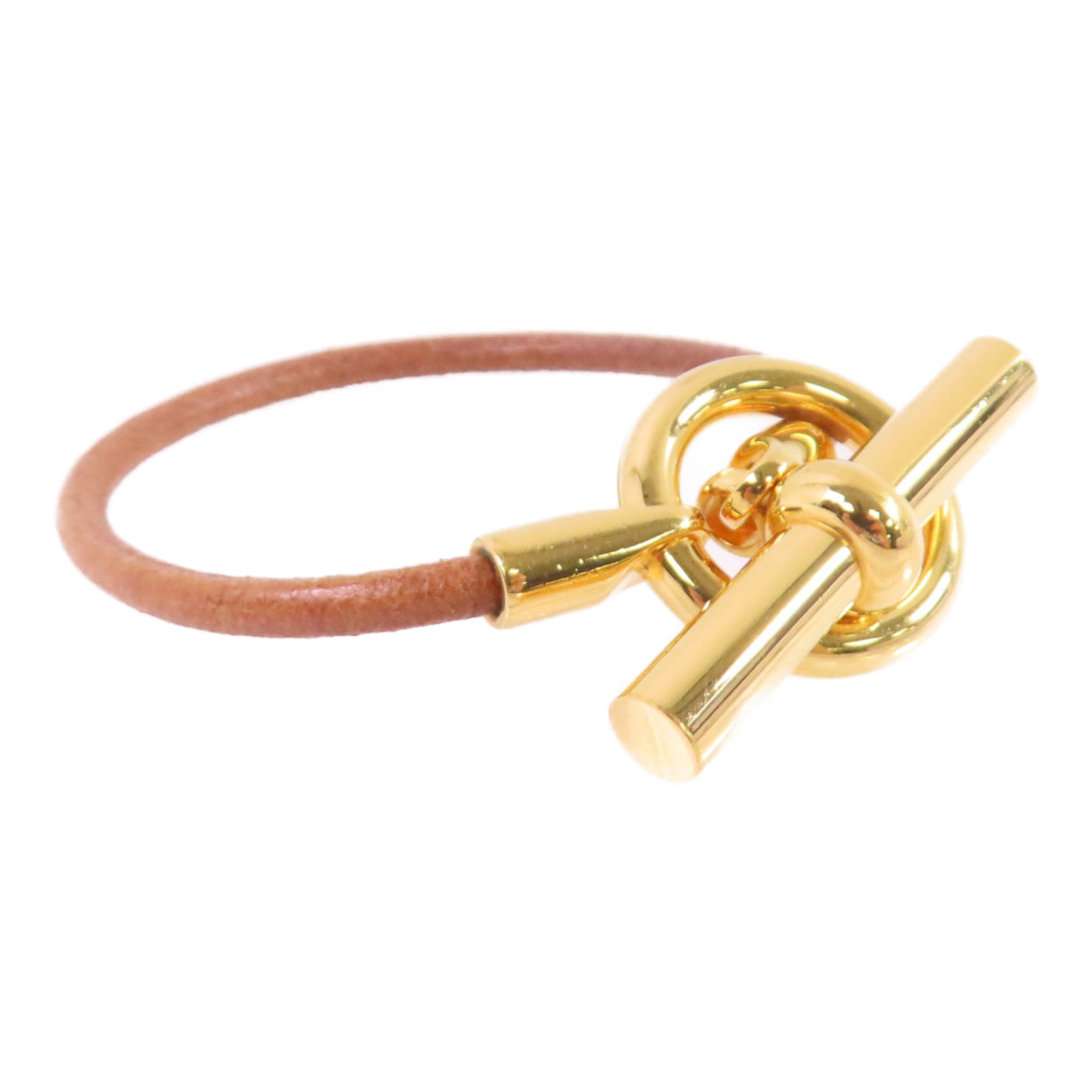 HERMES 麂皮皮革/金屬Glenan Bracelet金扣手鏈