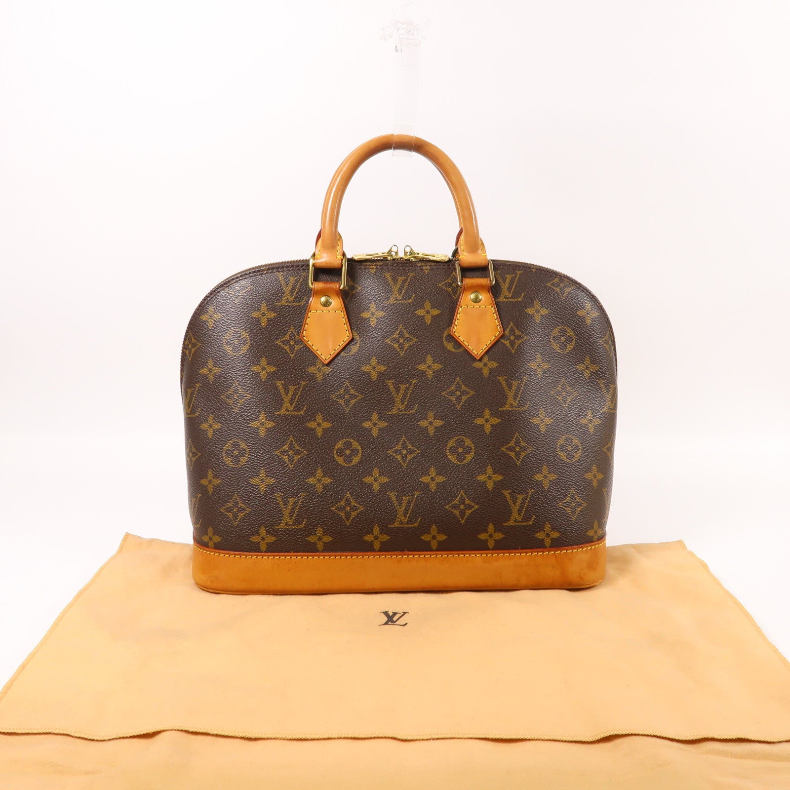 LOUIS VUITTON Monogram Alma金扣手挽袋棕色