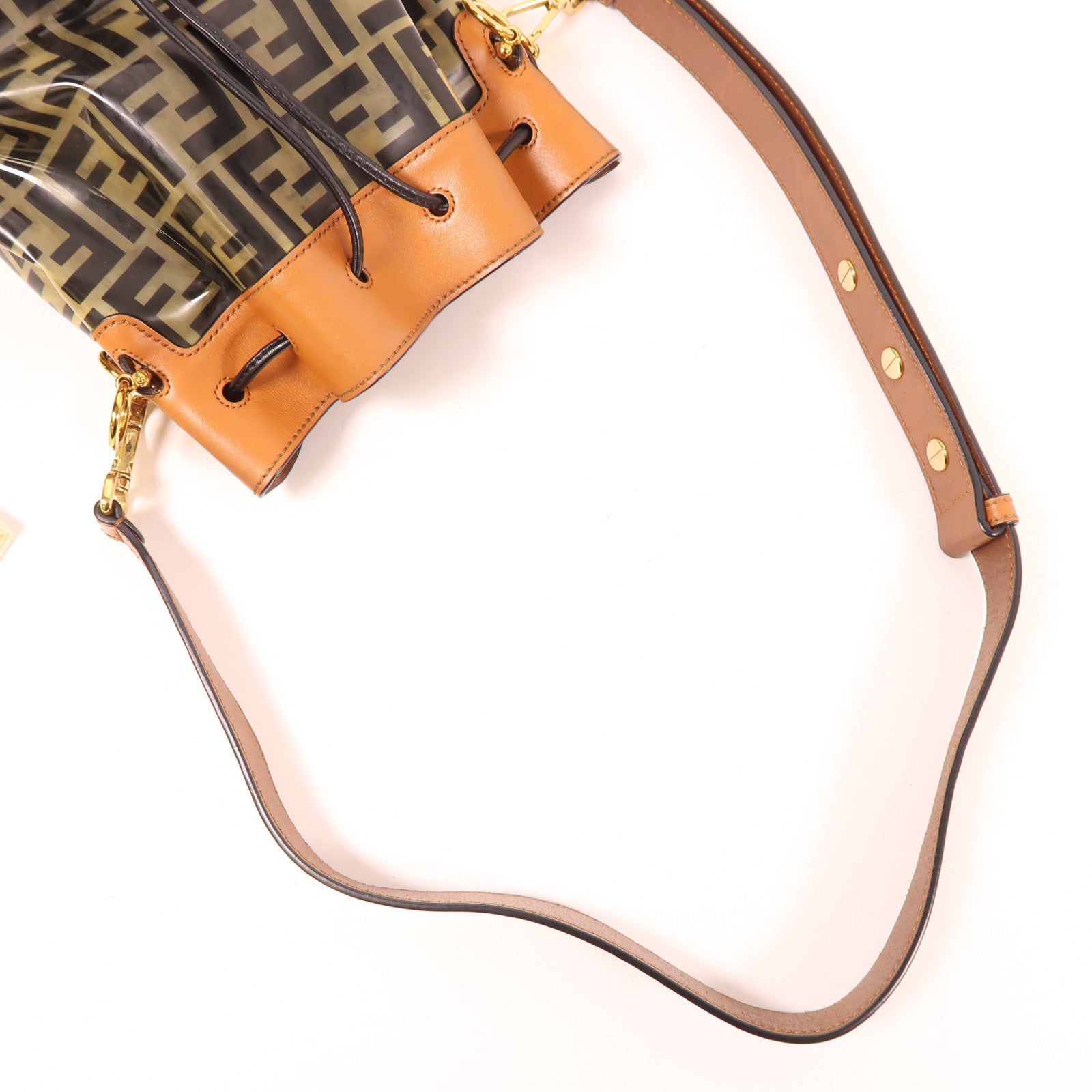 FENDI PVC/牛皮皮革Shoulder Bag金扣肩背袋