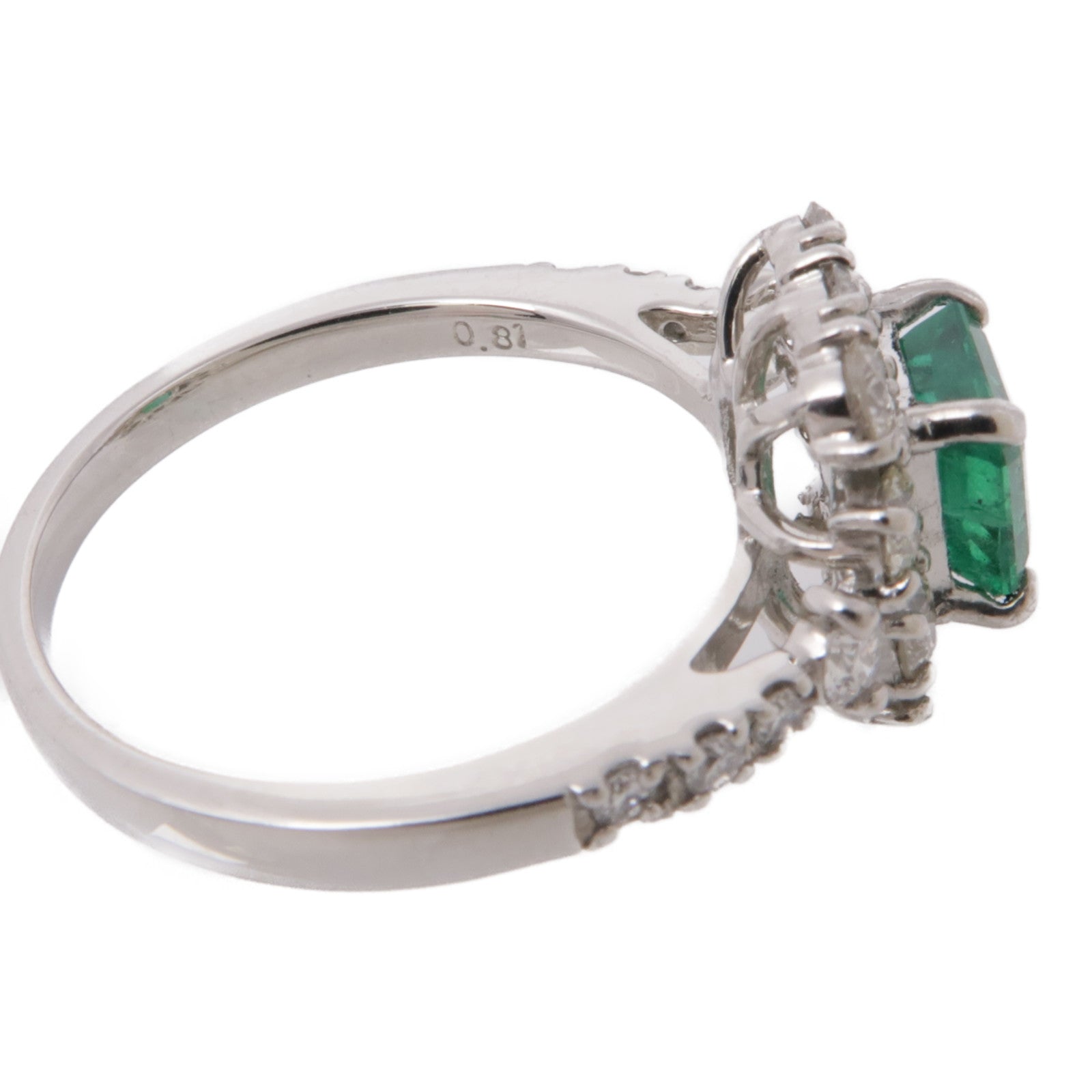 JEWELRY PT950鉑金Emerald Ring綠寶石/鑽石戒指US#5.5