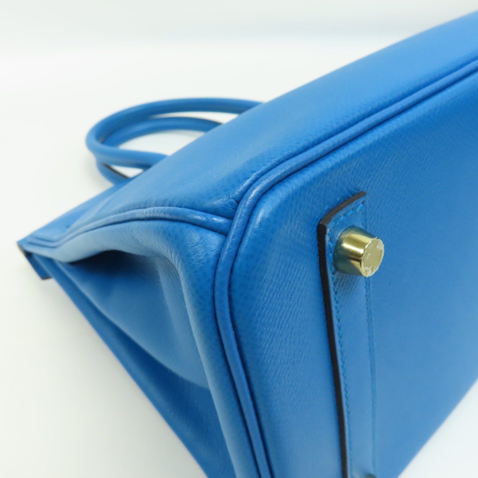 HERMES Epsom皮革Birkin 30金扣手挽袋藍色