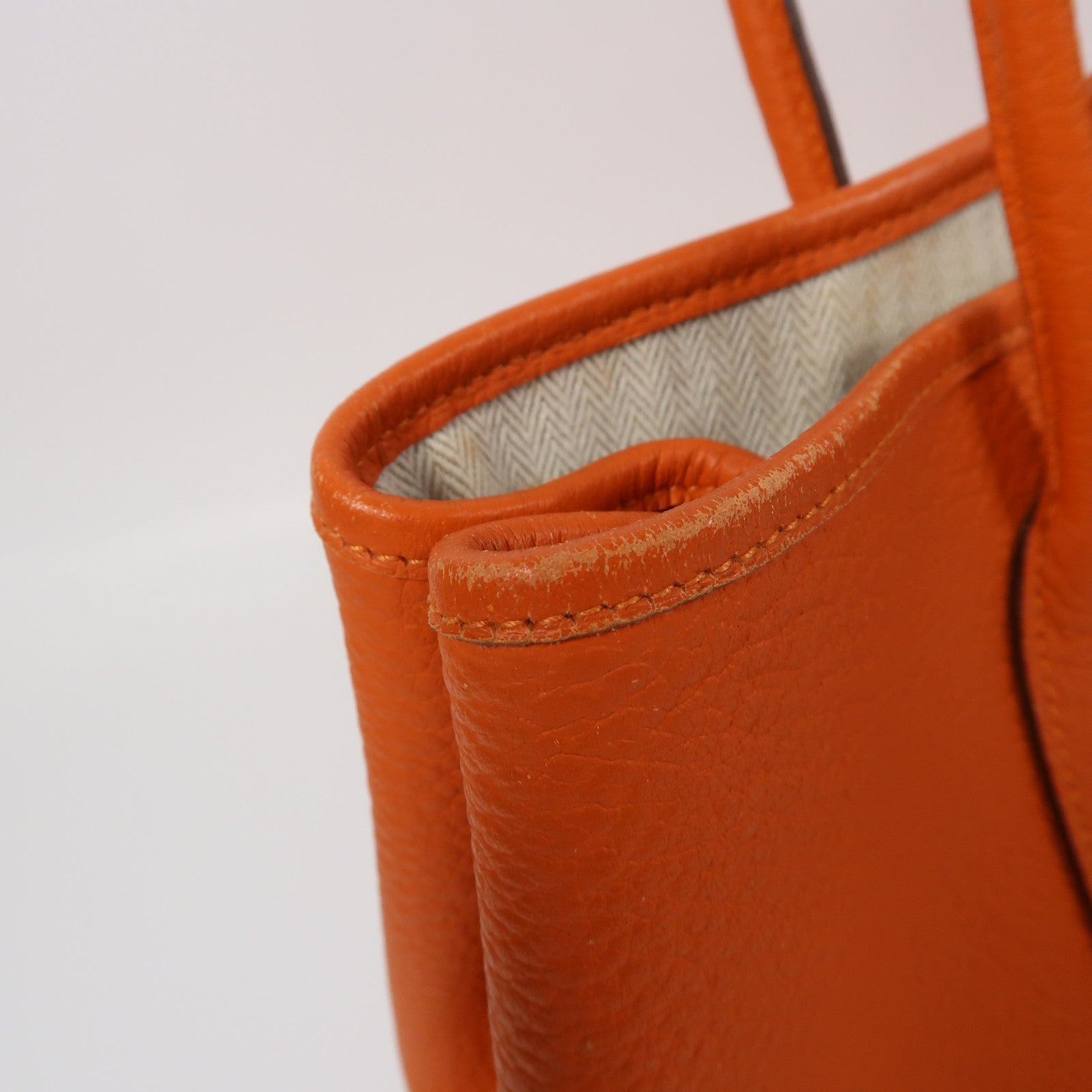 HERMES Negonda皮革Garden Party TPM銀扣手挽袋Feu/橙色