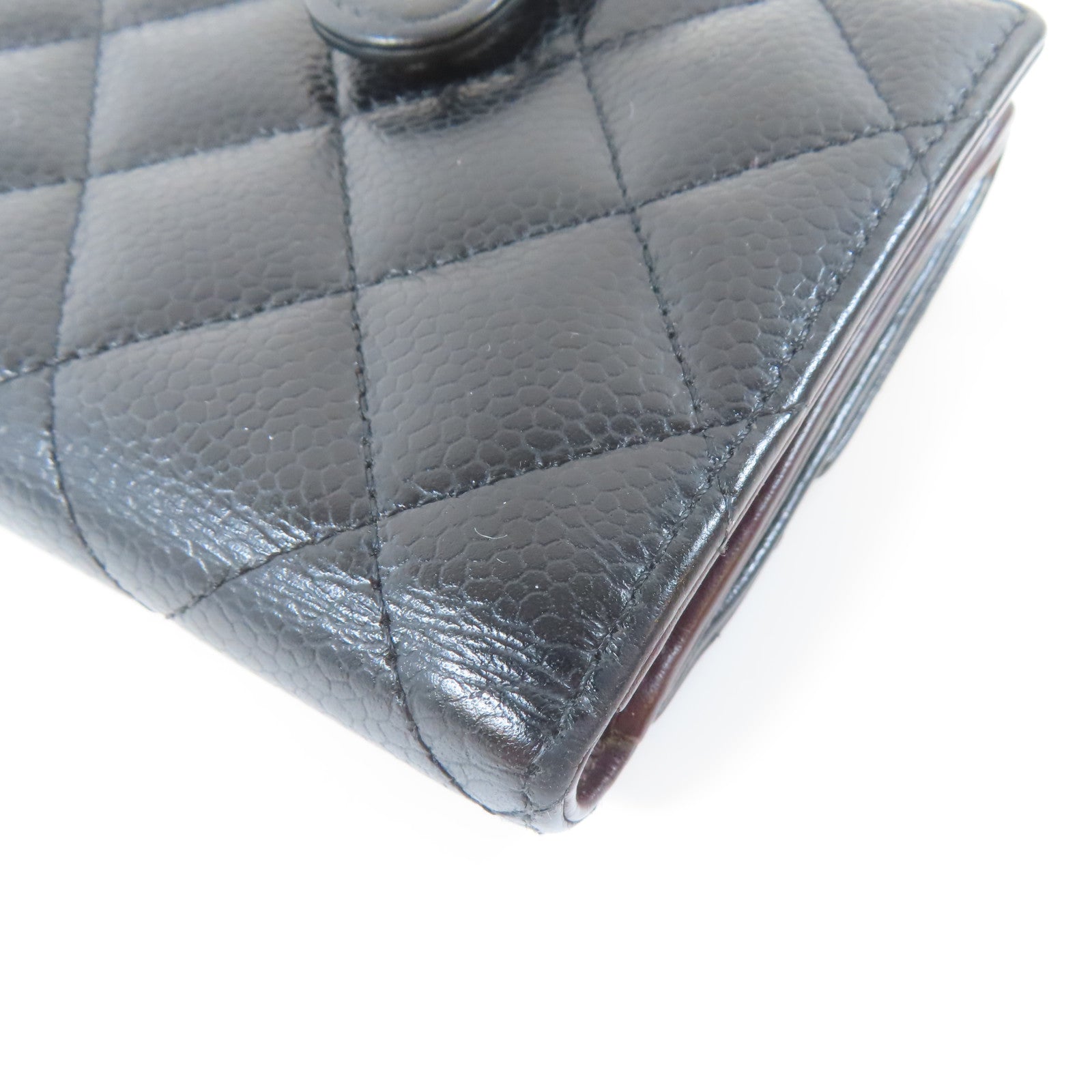 CHANEL 菱格Caviar皮革Wallet金扣錢包黑色