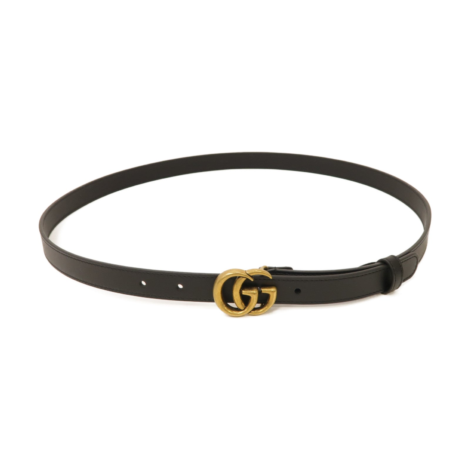 GUCCI 【激減優惠】牛皮皮革GG Marmont Thin Belt金扣皮帶黑色