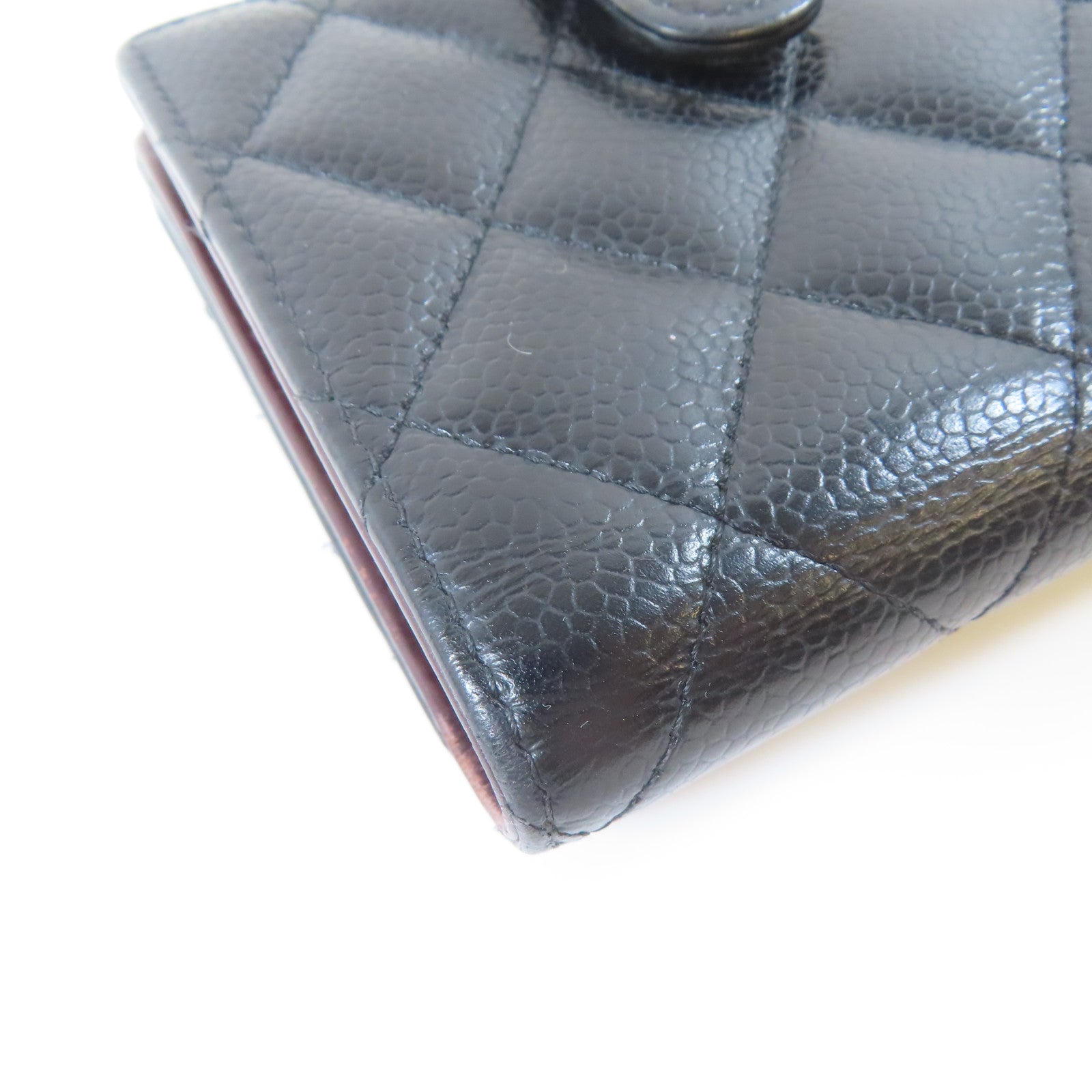CHANEL 菱格Caviar皮革Wallet金扣錢包黑色