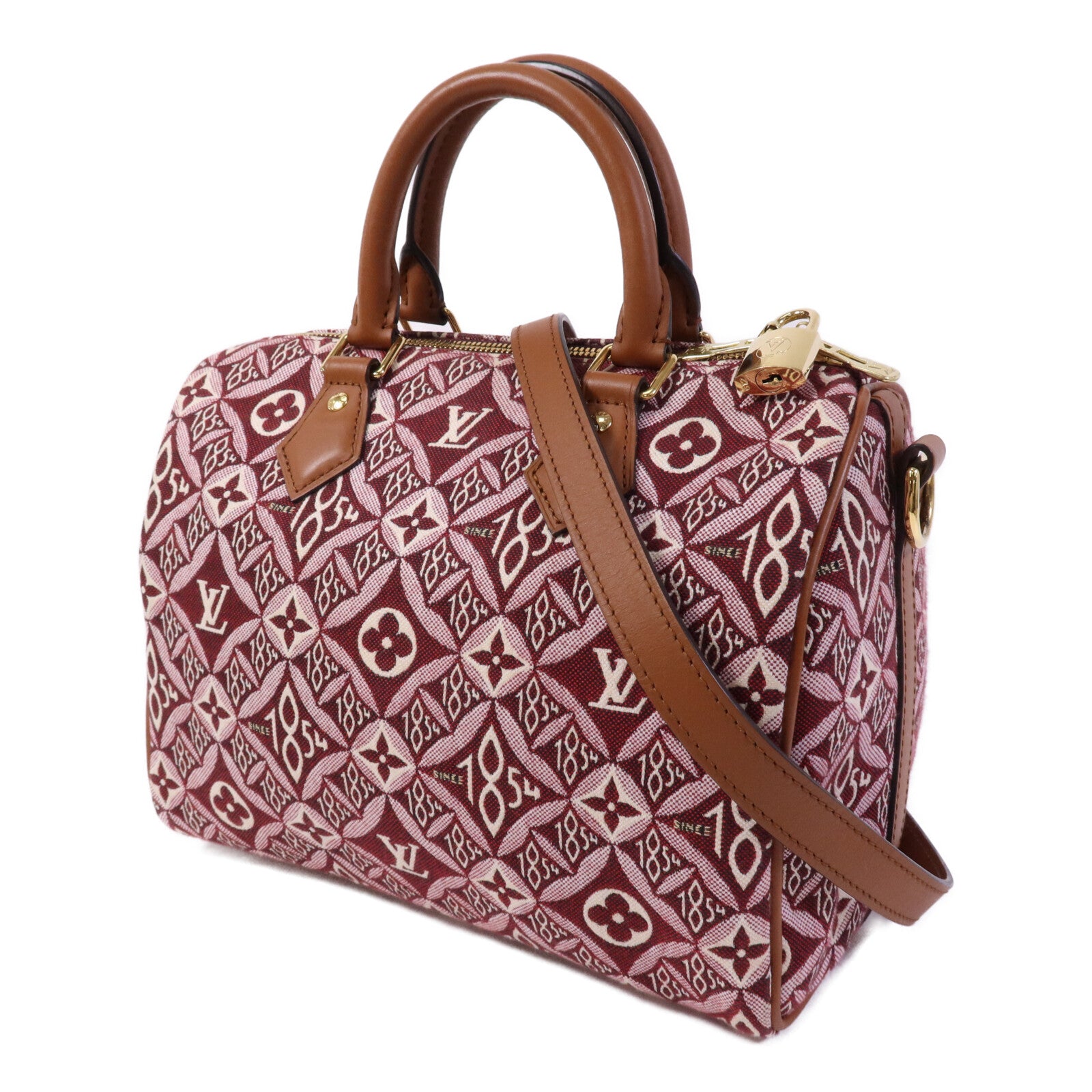 LOUIS VUITTON Jacquard Since 1854 Speedy Bandouliere 25金扣手挽肩背兩用袋