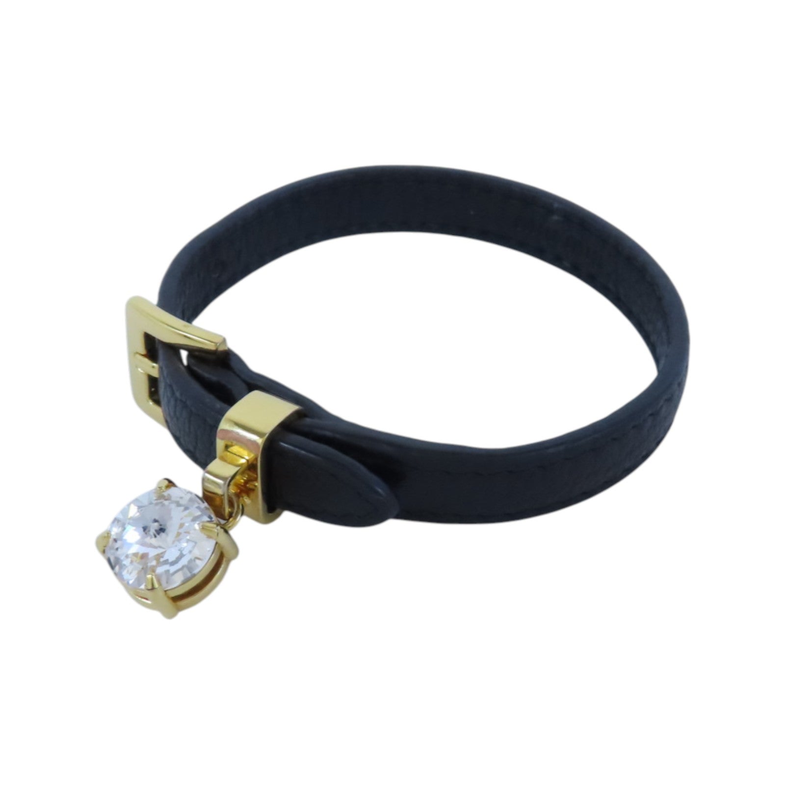 Miu Miu 牛皮皮革/水鑽Bracelet金扣手鏈