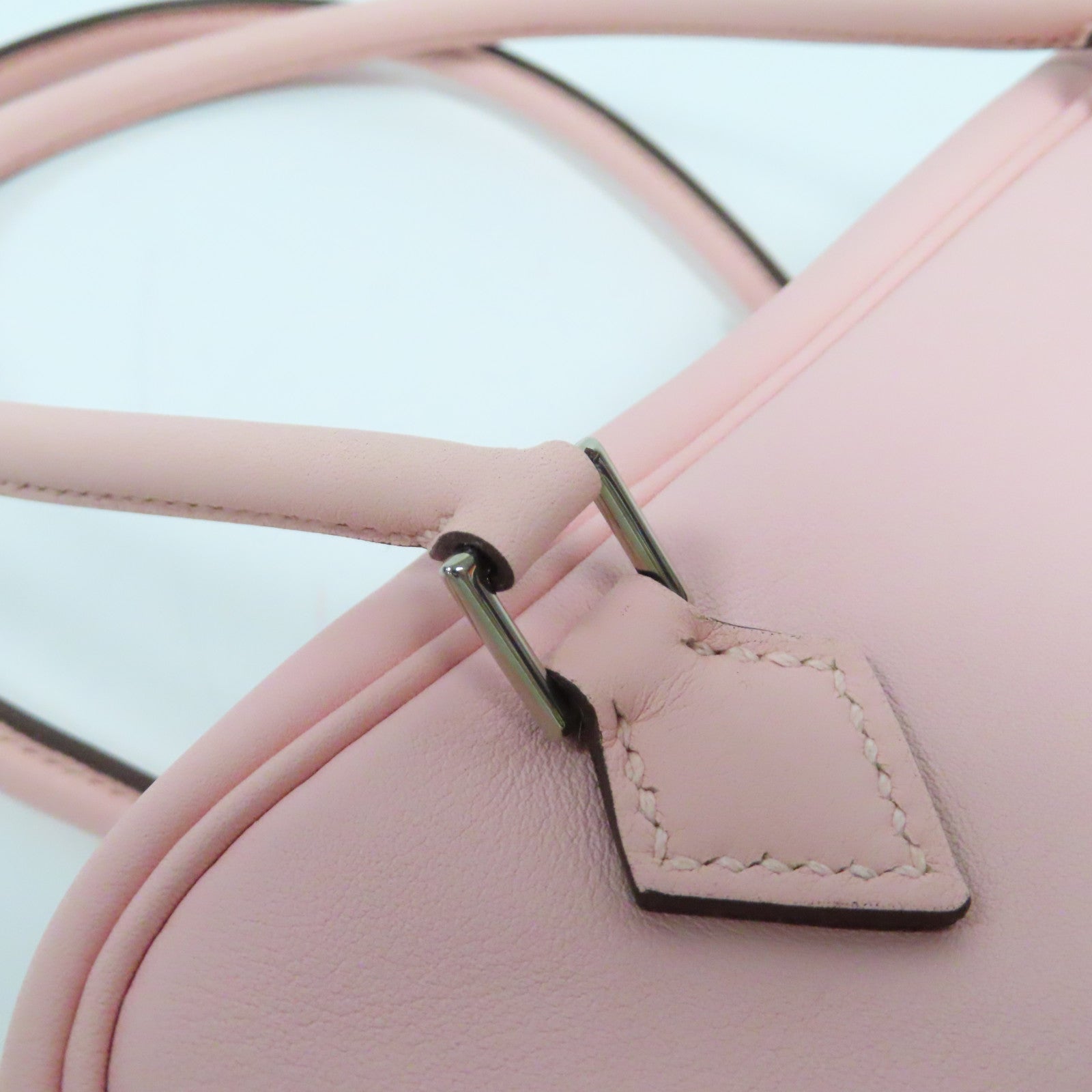 HERMES Swift皮革Mini Plume銀扣手挽袋Rose Sakura櫻花粉紅色