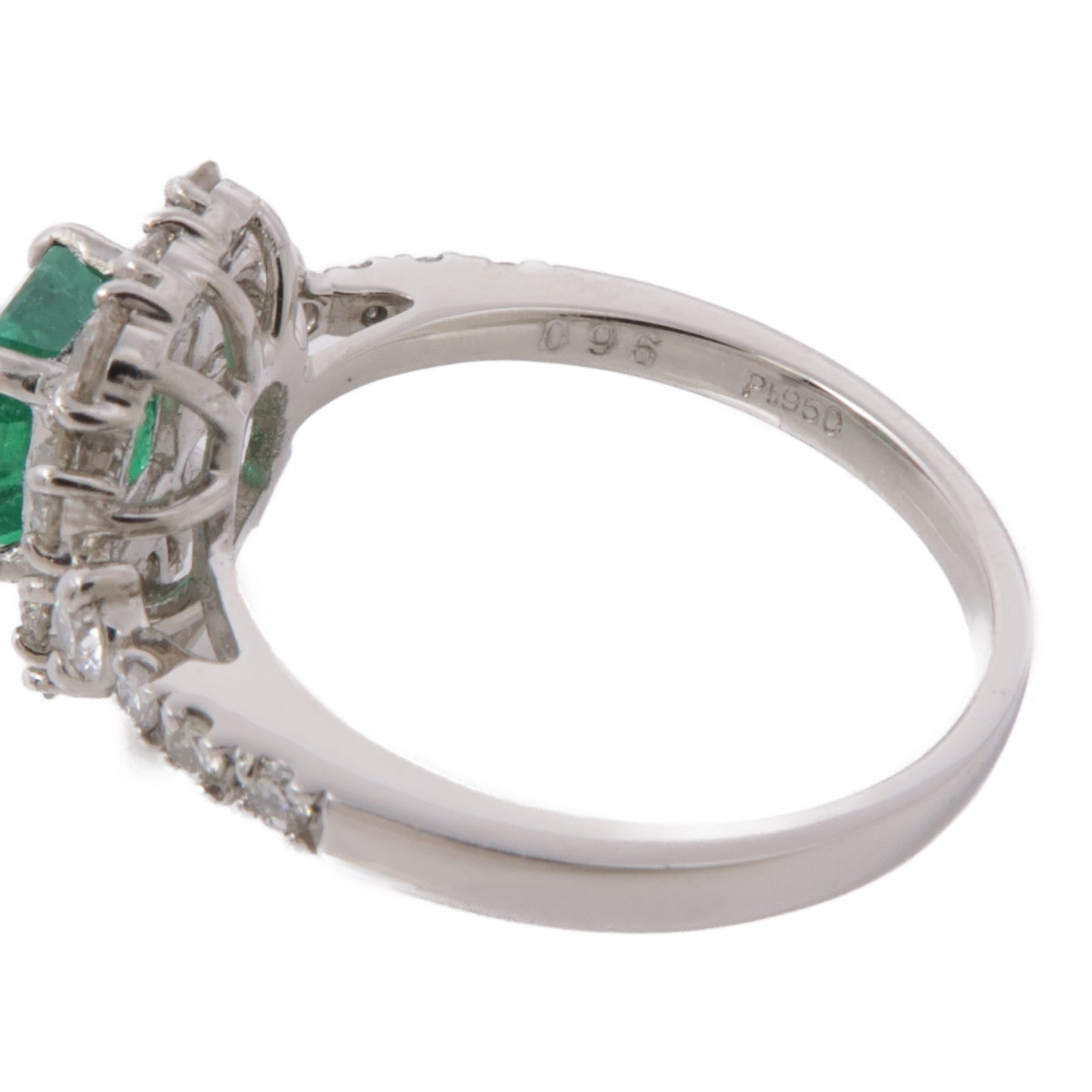 JEWELRY PT950鉑金Emerald Ring綠寶石/鑽石戒指US#5.5
