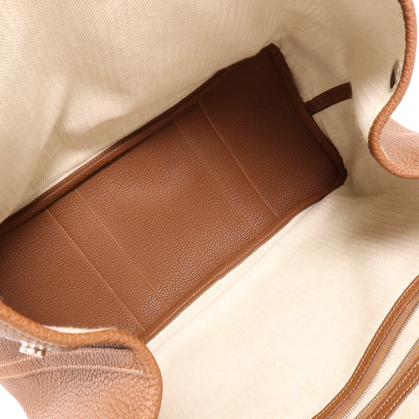 HERMES Negonda皮革Garden Party PM銀扣手挽袋Marron Fonce