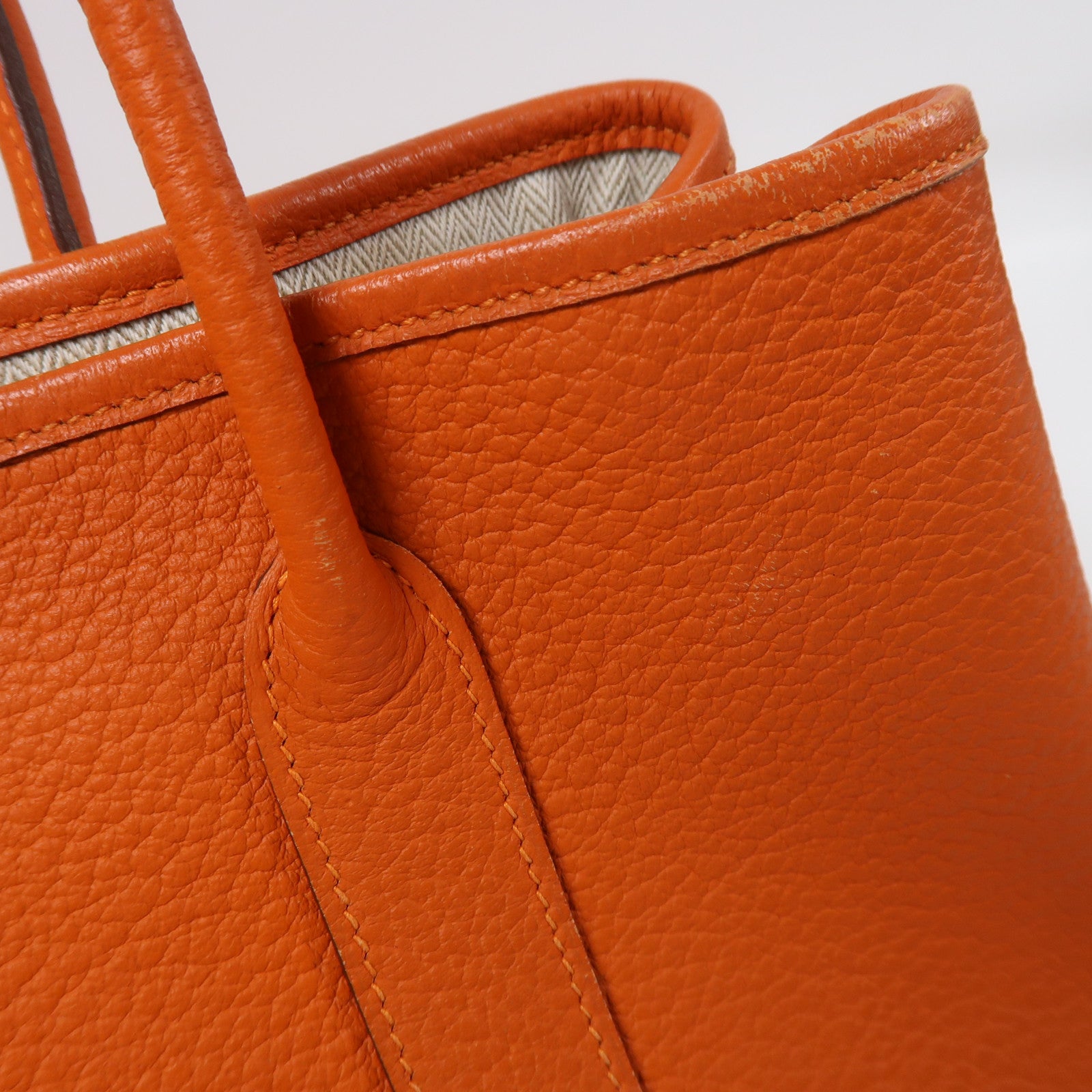 HERMES Negonda皮革Garden Party TPM銀扣手挽袋Feu/橙色
