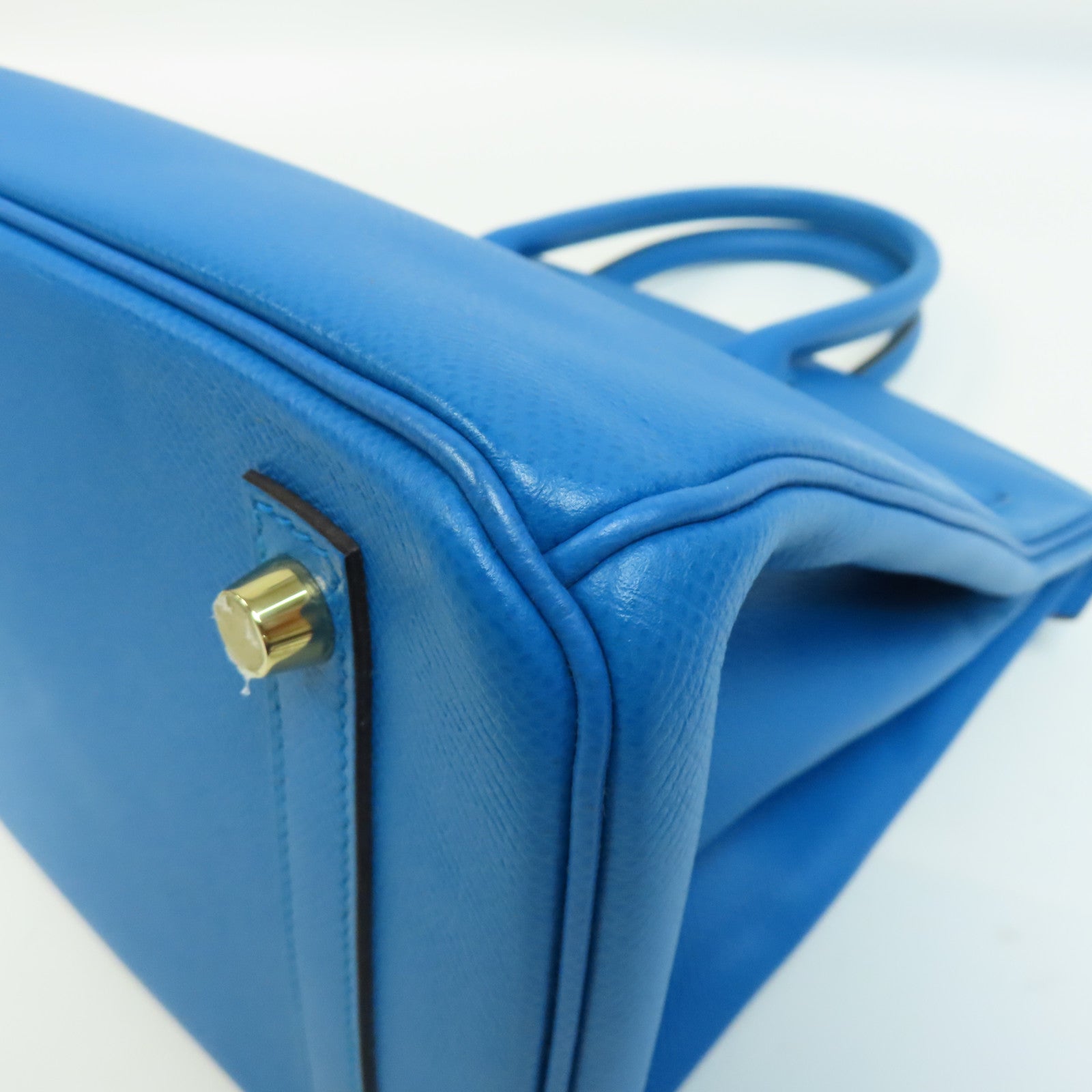 HERMES Epsom皮革Birkin 30金扣手挽袋藍色