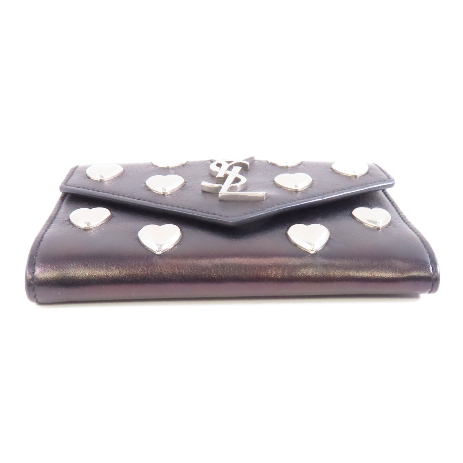 SAINT LAURENT 牛皮皮革Card Case銀扣卡片套黑色