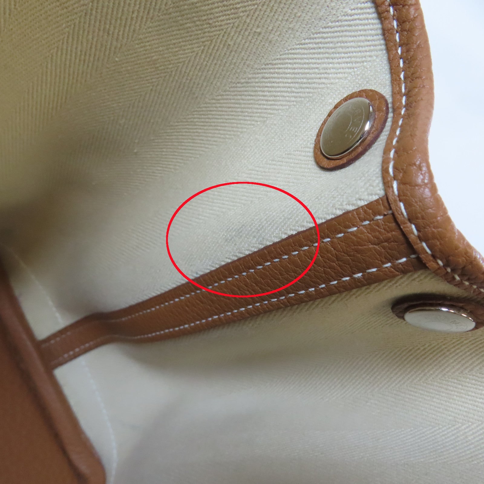 HERMES 帆布Garden Party TPM銀扣手挽袋米色/Gold/啡色