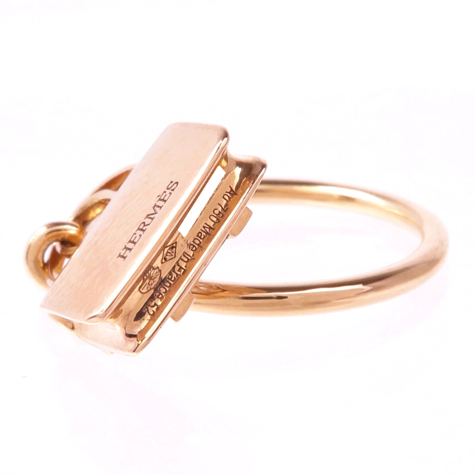 HERMES 18K玫瑰金Amulettes Constance Ring鑽石戒指Hermes#52/US#6